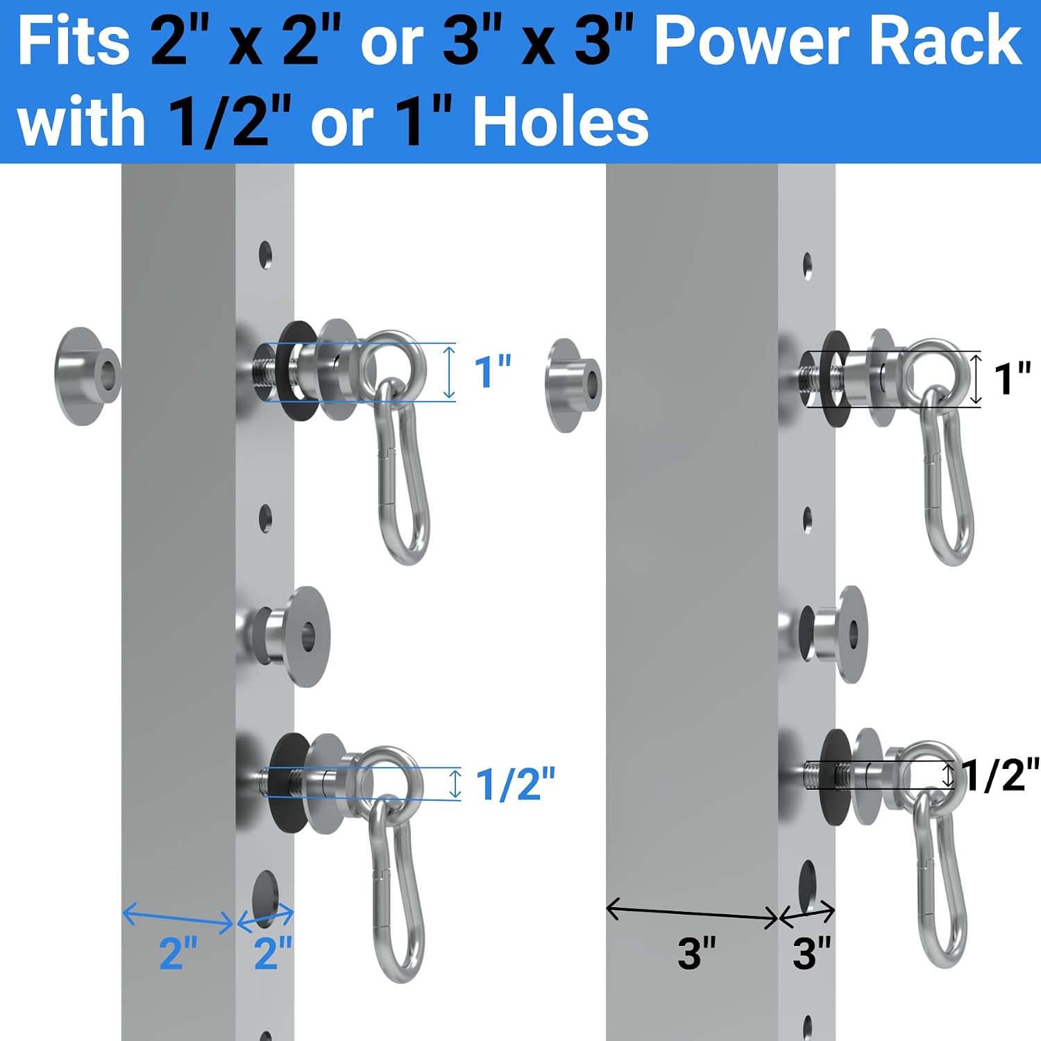 image:imageHeavyDuty Power Rack Attachments QuickInstall Home Gym Accessories for 2x2 2x3 amp 3x3 Power Racks Fits 12 amp 1 HolesLeg Hold Down Attachments 1Pack