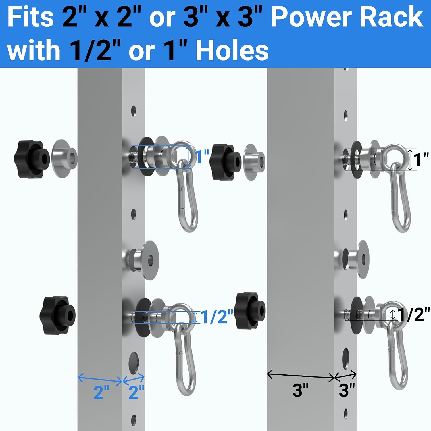 image:imageHeavyDuty Power Rack Attachments QuickInstall Home Gym Accessories for 2x2 2x3 amp 3x3 Power Racks Fits 12 amp 1 HolesRackMounted Olympic Barbell Holder