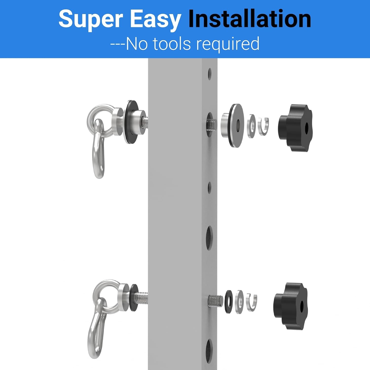 image:imageHeavyDuty Power Rack Attachments QuickInstall Home Gym Accessories for 2x2 2x3 amp 3x3 Power Racks Fits 12 amp 1 HolesSilver 2Pack