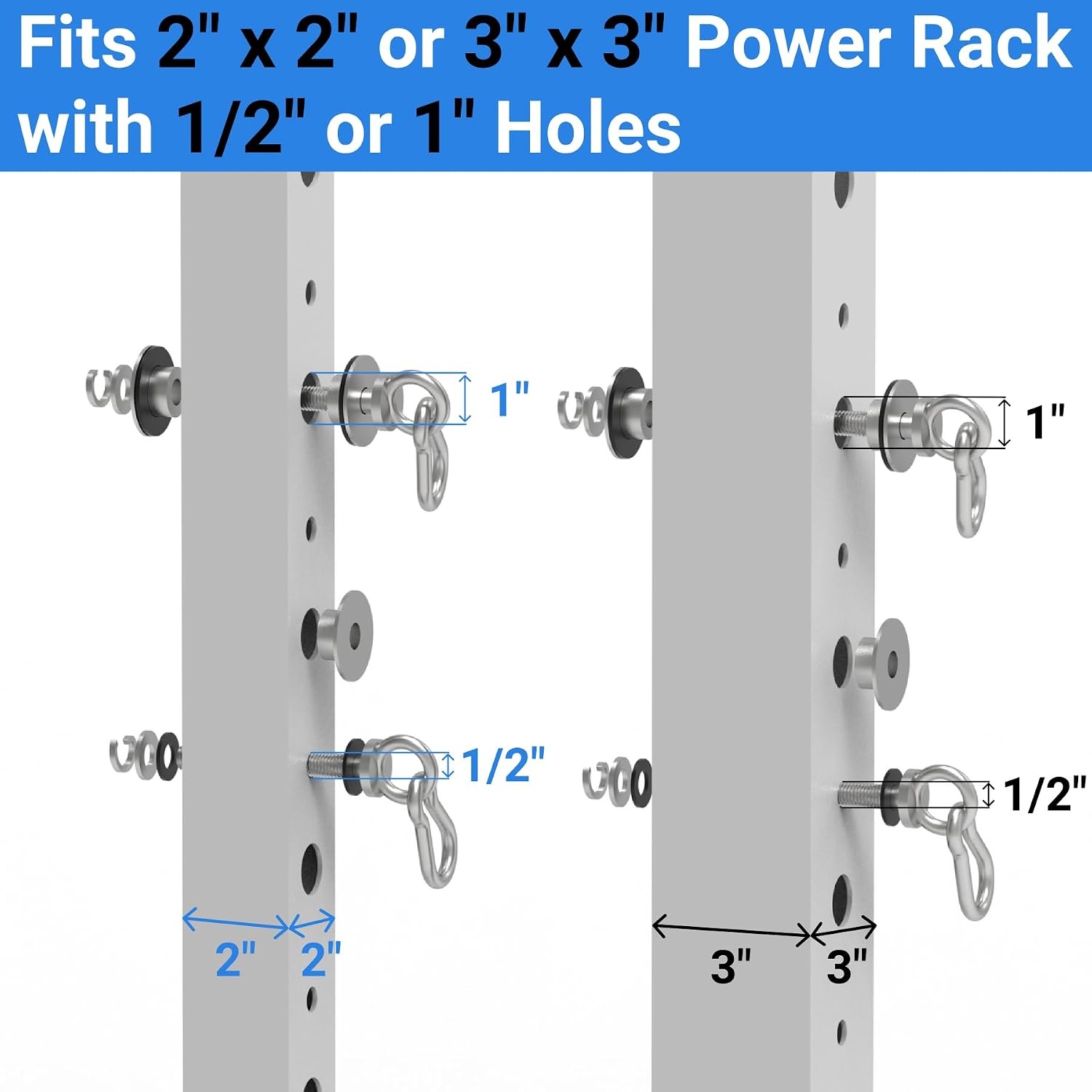 image:imageHeavyDuty Power Rack Attachments QuickInstall Home Gym Accessories for 2x2 2x3 amp 3x3 Power Racks Fits 12 amp 1 HolesSilver 2Pack
