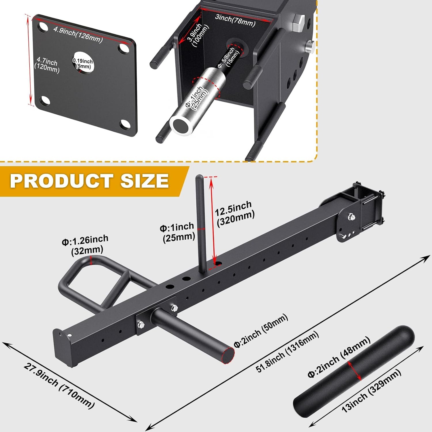 image:imageKipika Power Rack Jammer Arms Adjustable Height amp Angle Lever Arm System for 2x2 or 33 Power Cages with 58 or 1 Holes Fits 2Inch Olympic Plates 1 Pairfor 3 x 3 Racks with 58 or 1 Holes