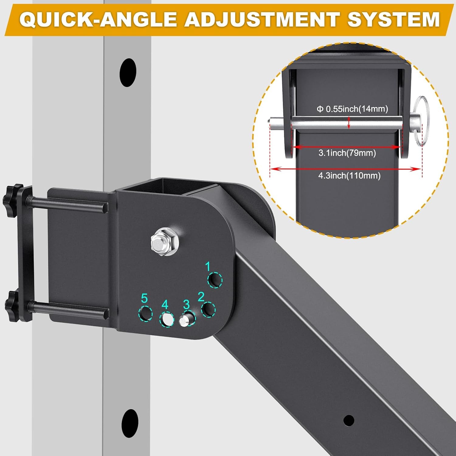 image:imageKipika Power Rack Jammer Arms Adjustable Height amp Angle Lever Arm System for 2x2 or 33 Power Cages with 58 or 1 Holes Fits 2Inch Olympic Plates 1 Pairfor 3 x 3 Racks with 58 or 1 Holes