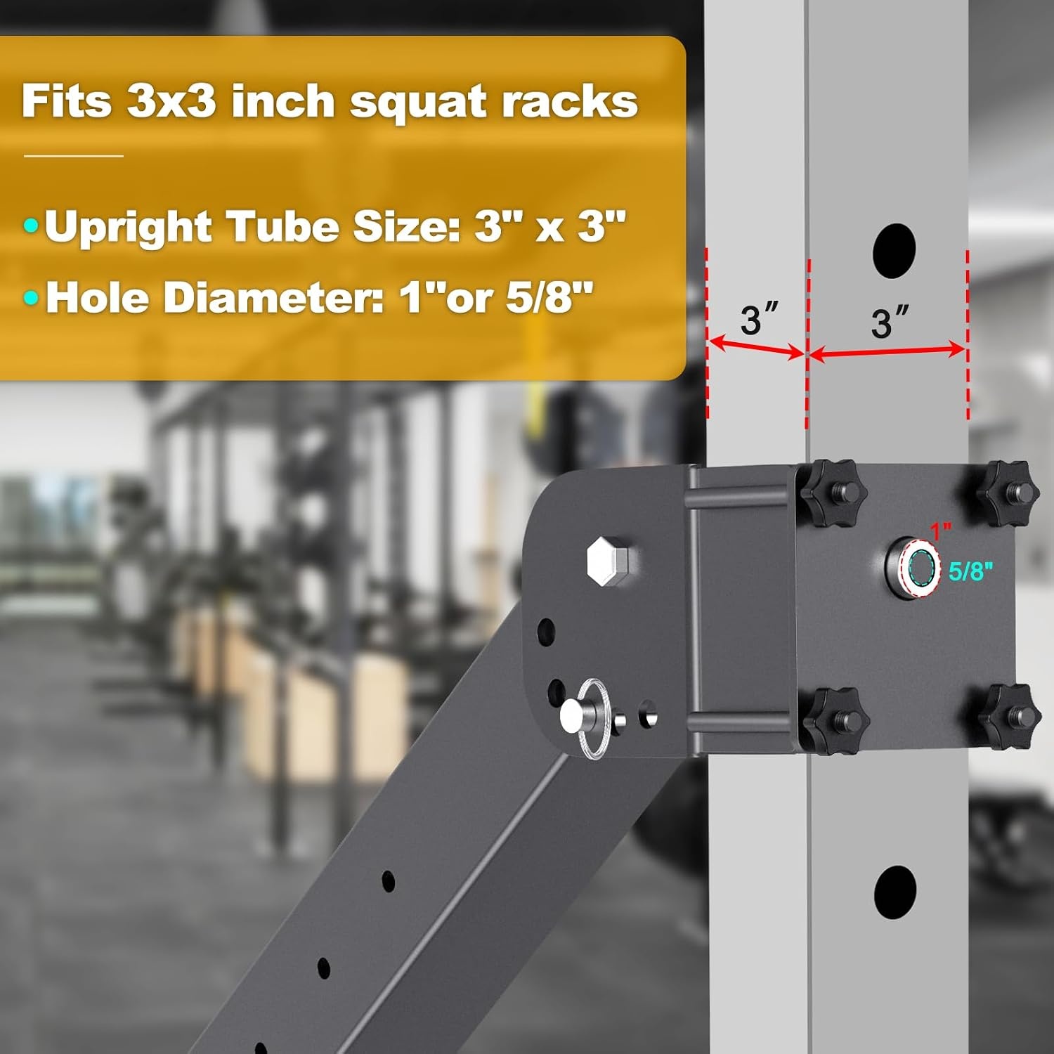image:imageKipika Power Rack Jammer Arms Adjustable Height amp Angle Lever Arm System for 2x2 or 33 Power Cages with 58 or 1 Holes Fits 2Inch Olympic Plates 1 Pairfor 3 x 3 Racks with 58 or 1 Holes