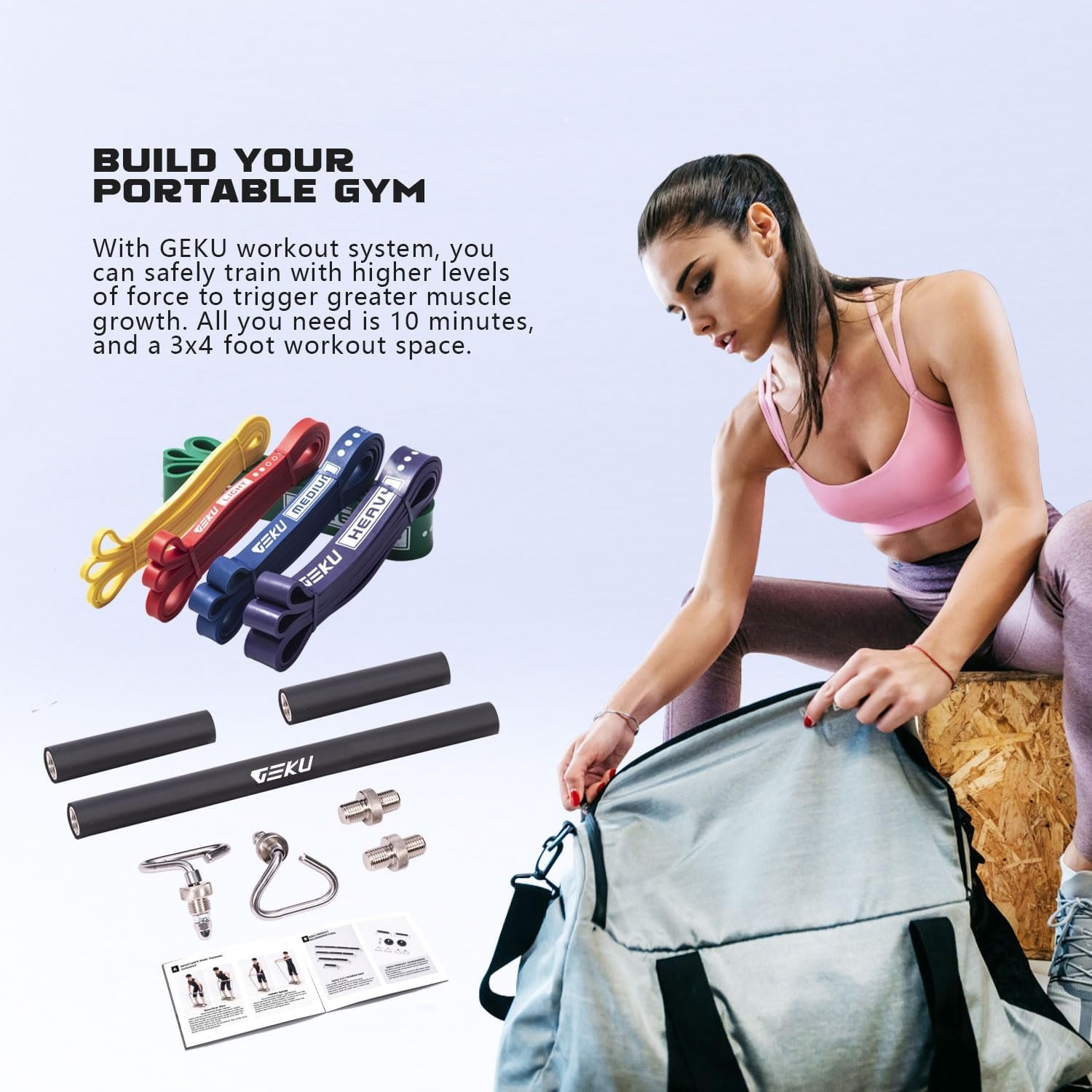 image:imageResistance Band Bar LengthAdjustable Detachable Heavy Duty Workout Bar for Resistance Band Training Core Muscle Training Home amp Ourdoor Workout Max Load 800 LbsResistance Band Bar5 Bands Set