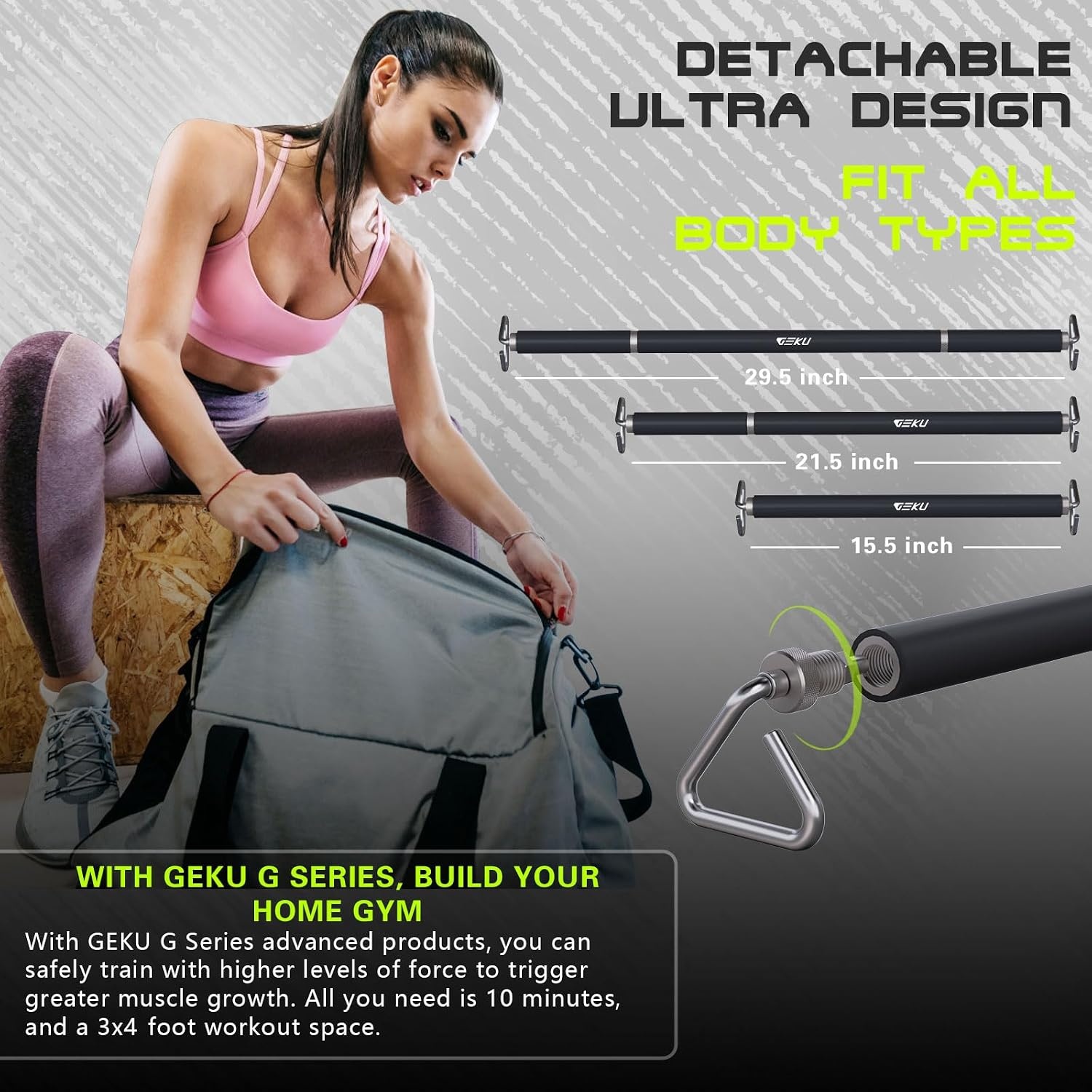 image:imageResistance Band Bar LengthAdjustable Detachable Heavy Duty Workout Bar for Resistance Band Training Core Muscle Training Home amp Ourdoor Workout Max Load 800 LbsG Series01