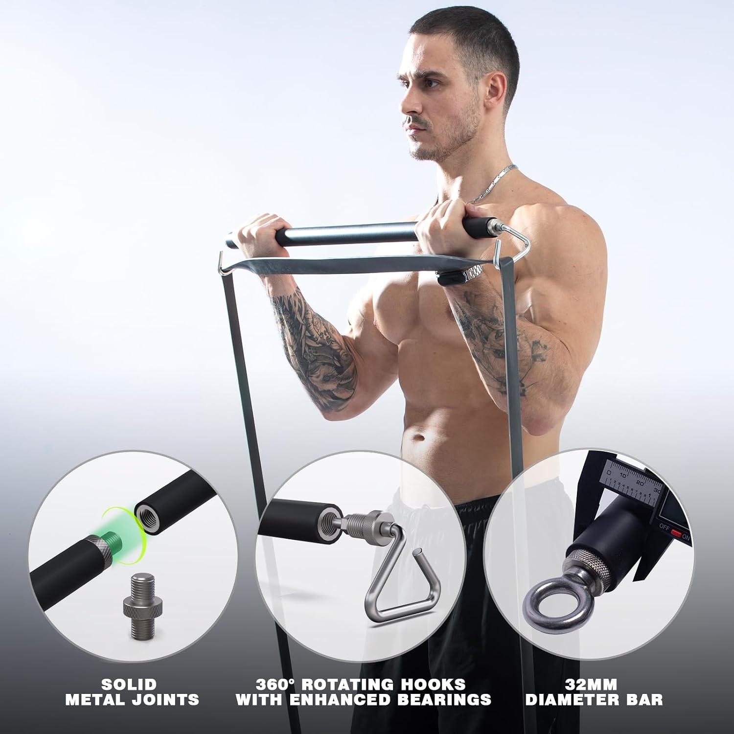 image:imageResistance Band Bar LengthAdjustable Detachable Heavy Duty Workout Bar for Resistance Band Training Core Muscle Training Home amp Ourdoor Workout Max Load 800 LbsG Series01