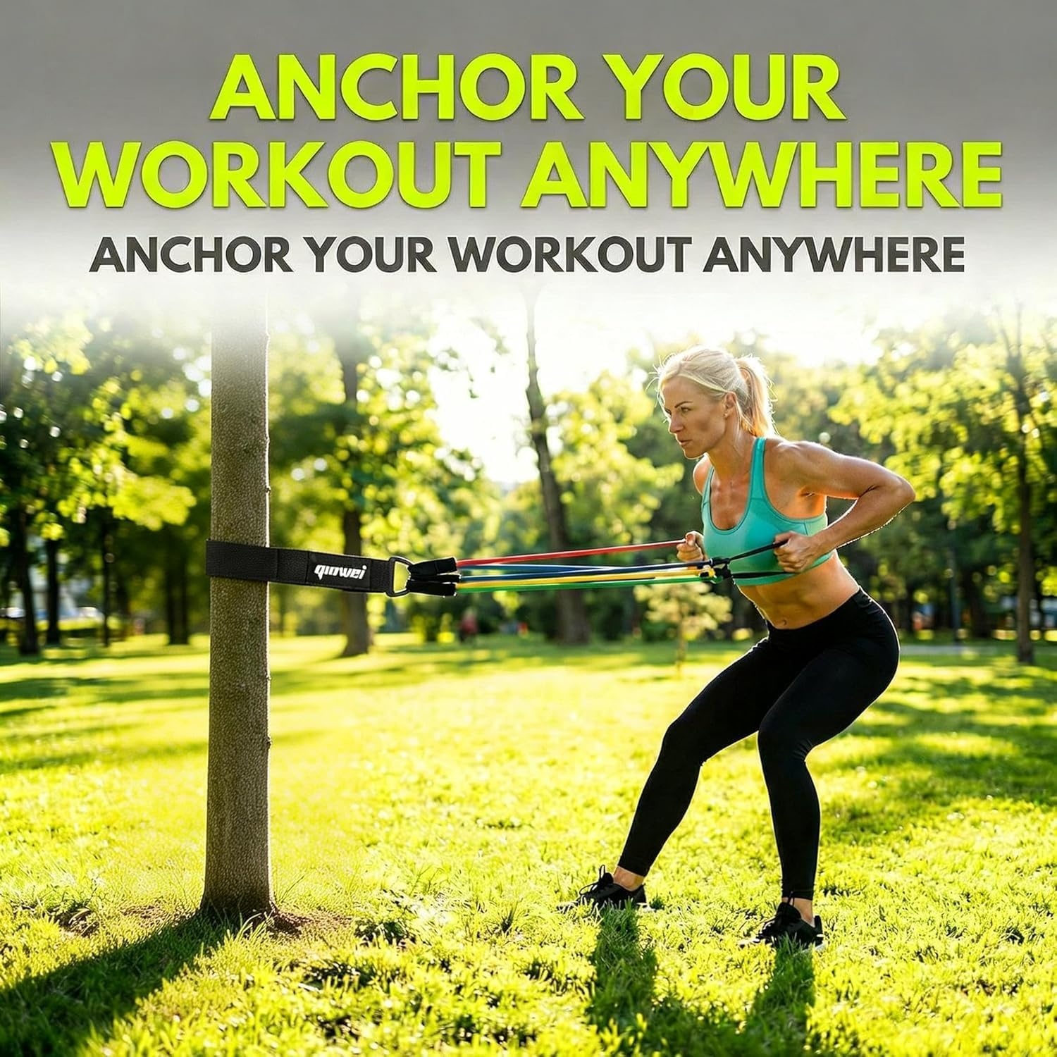 image:imageResistance Exercise Band amp Battle Rope Anchor Strap Accessory wCarabiner