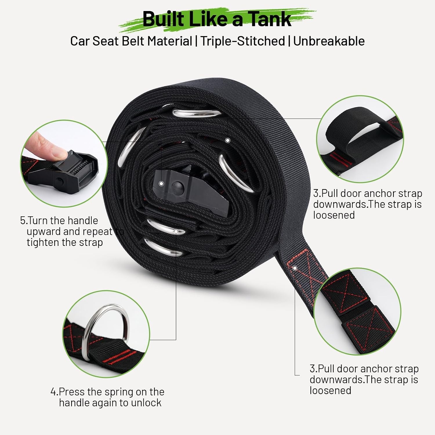 image:imageSlim Panda Door Anchor Strap for Resistance Bands2 Pcs Set Door Anchor StrapMesh Bag