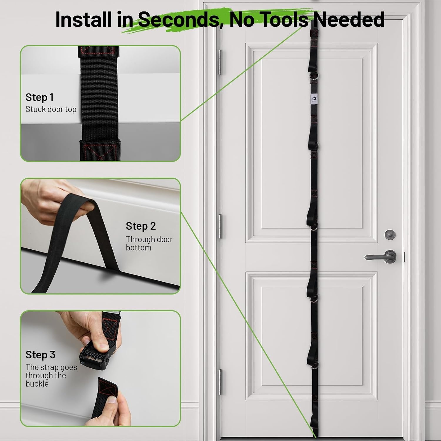 image:imageSlim Panda Door Anchor Strap for Resistance Bands2 Pcs Set Door Anchor StrapMesh Bag