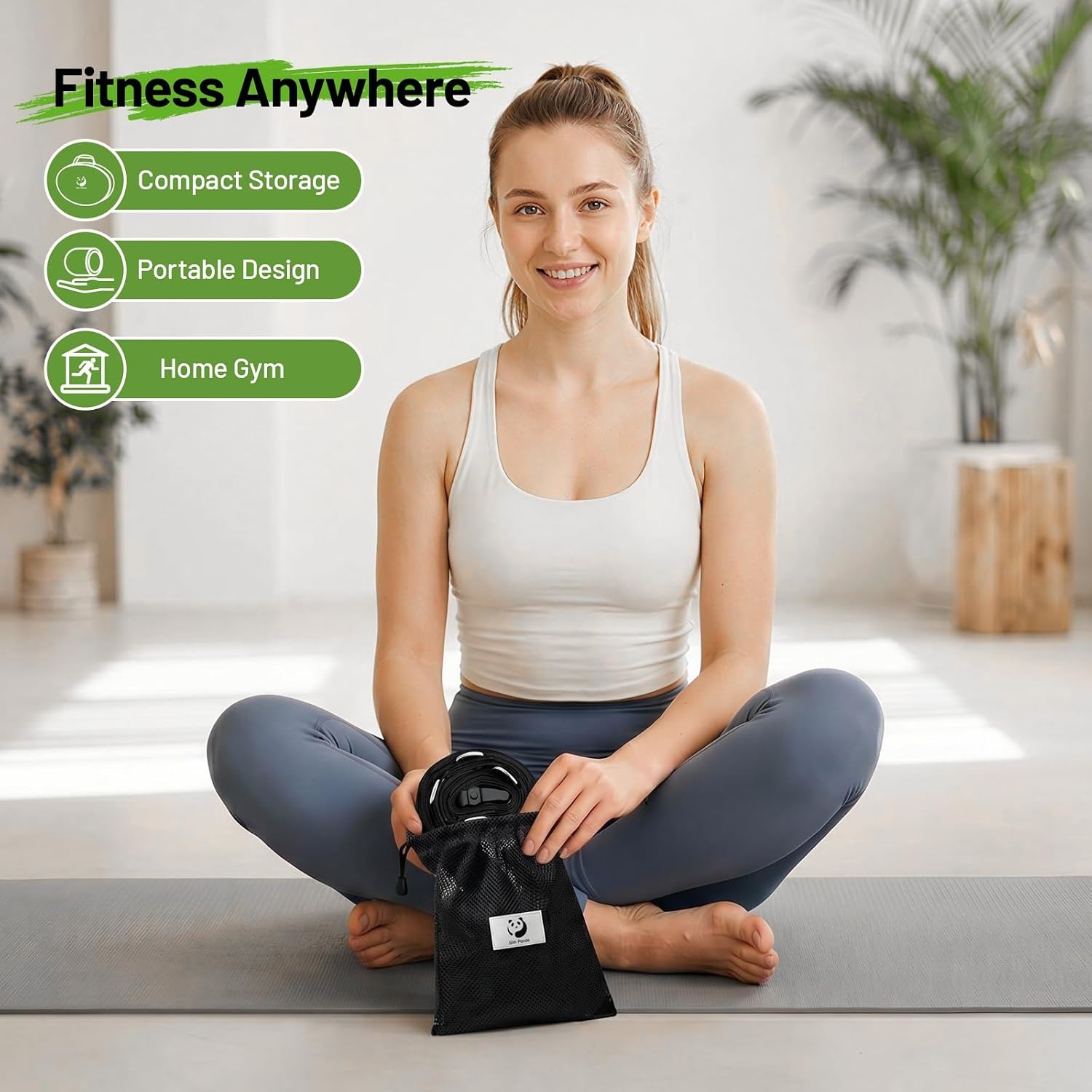image:imageSlim Panda Door Anchor Strap for Resistance Bands2 Pcs Set Door Anchor StrapMesh Bag