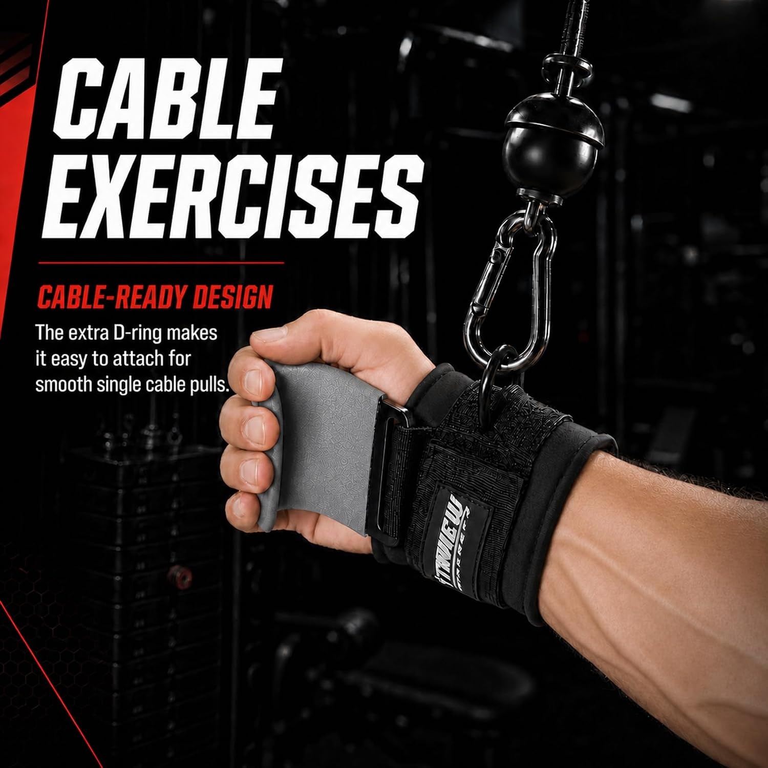 image:imageWeight Lifting Hooks with DRing Gym Hooks for Cable amp DeadliftsGray