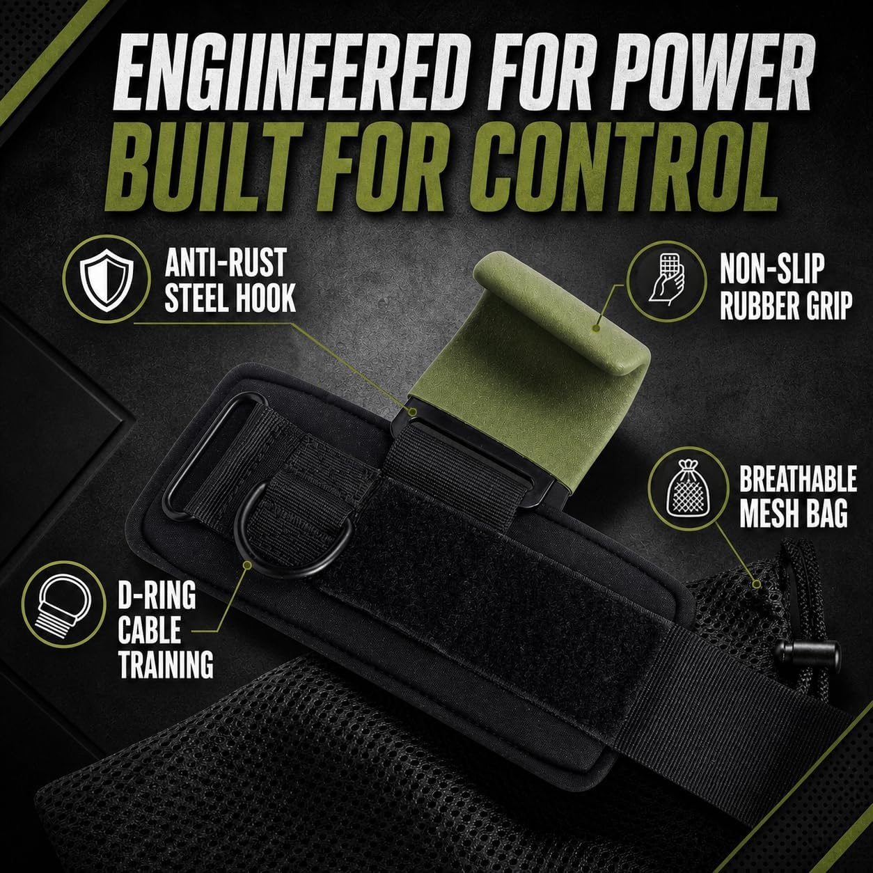 image:imageWeight Lifting Hooks with DRing Gym Hooks for Cable amp DeadliftsGreen