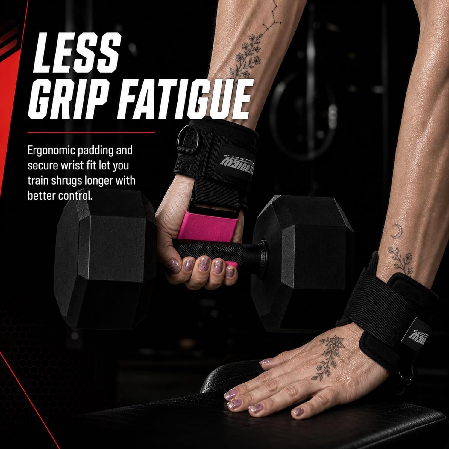 image:imageWeight Lifting Hooks with DRing Gym Hooks for Cable amp DeadliftsPink