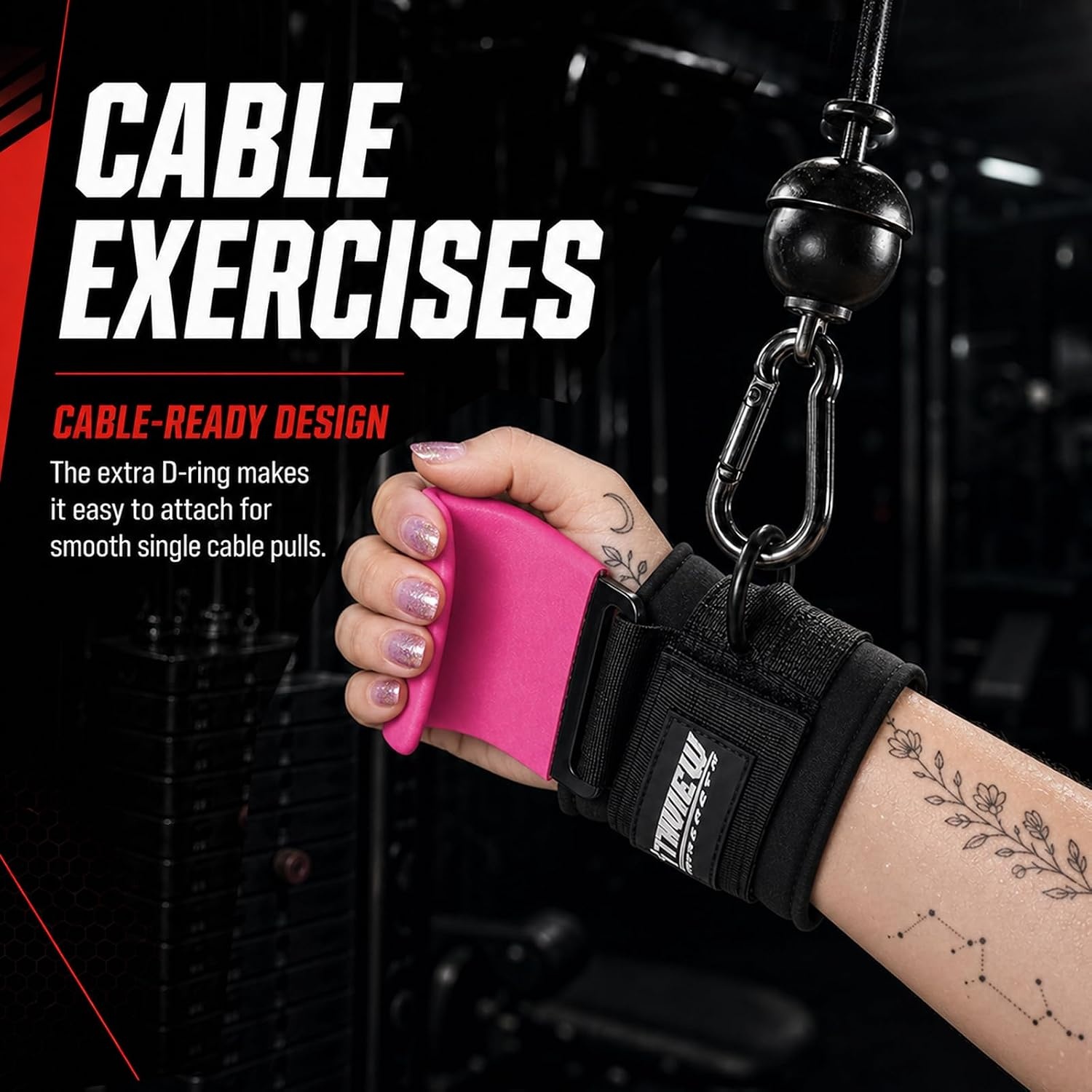 image:imageWeight Lifting Hooks with DRing Gym Hooks for Cable amp DeadliftsPink