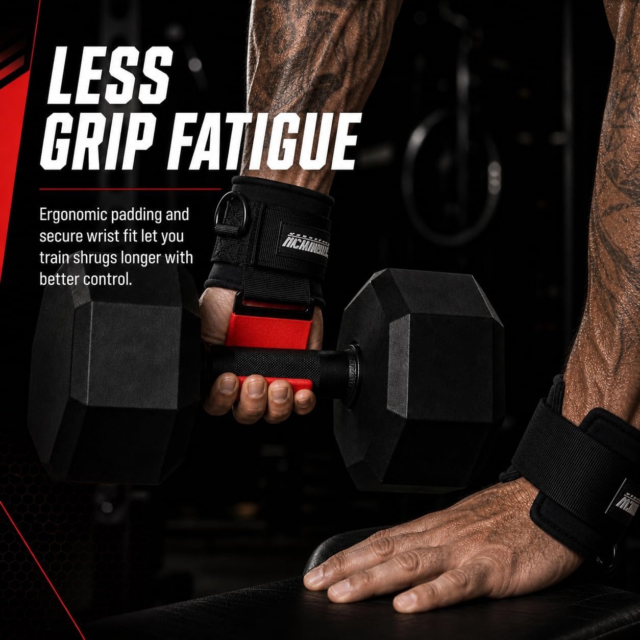 image:imageWeight Lifting Hooks with DRing Gym Hooks for Cable amp DeadliftsRed
