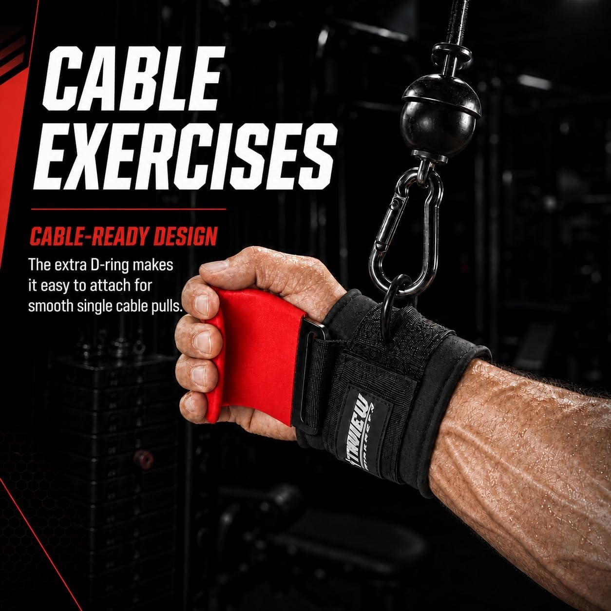 image:imageWeight Lifting Hooks with DRing Gym Hooks for Cable amp DeadliftsRed