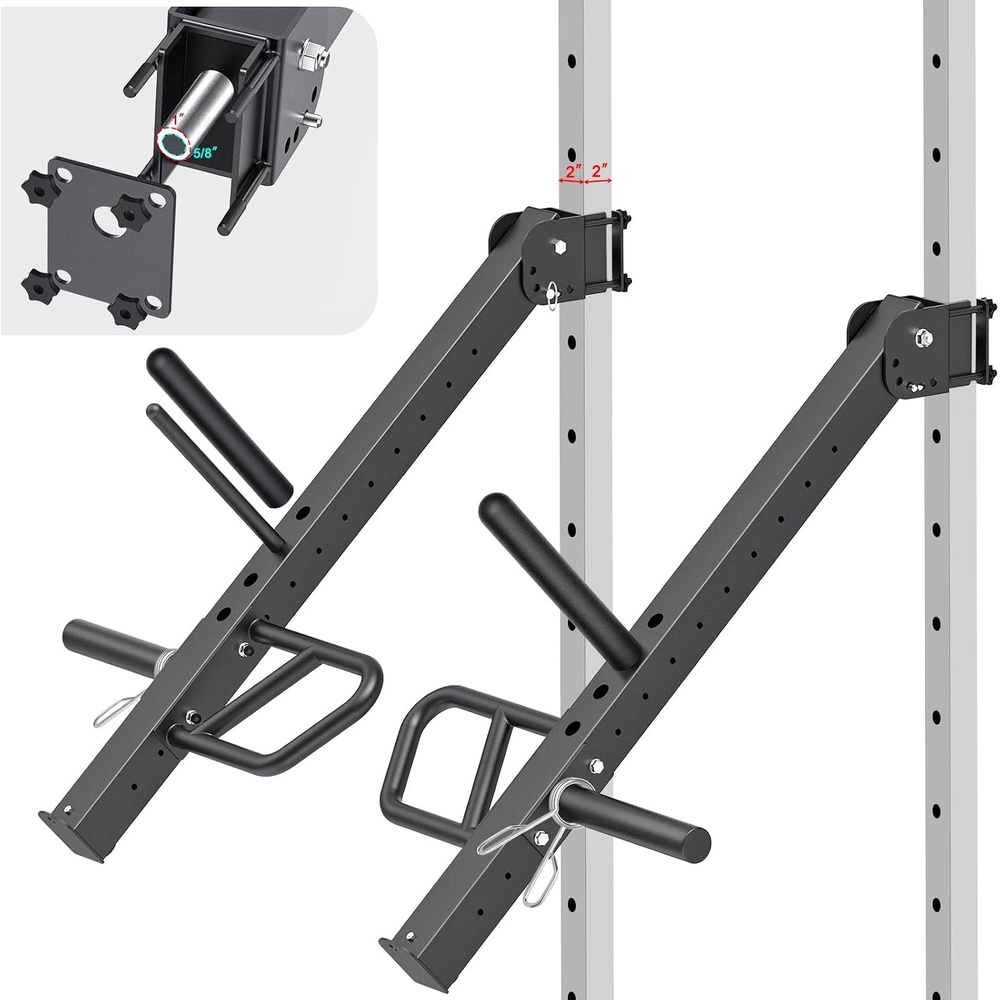 image:imageKipika Power Rack Jammer Arms Adjustable Height amp Angle Lever Arm System for 2x2 or 33 Power Cages with 58 or 1 Holes Fits 2Inch Olympic Plates 1 Pairfor 2 x 2 Racks with 58 or 1 Holes