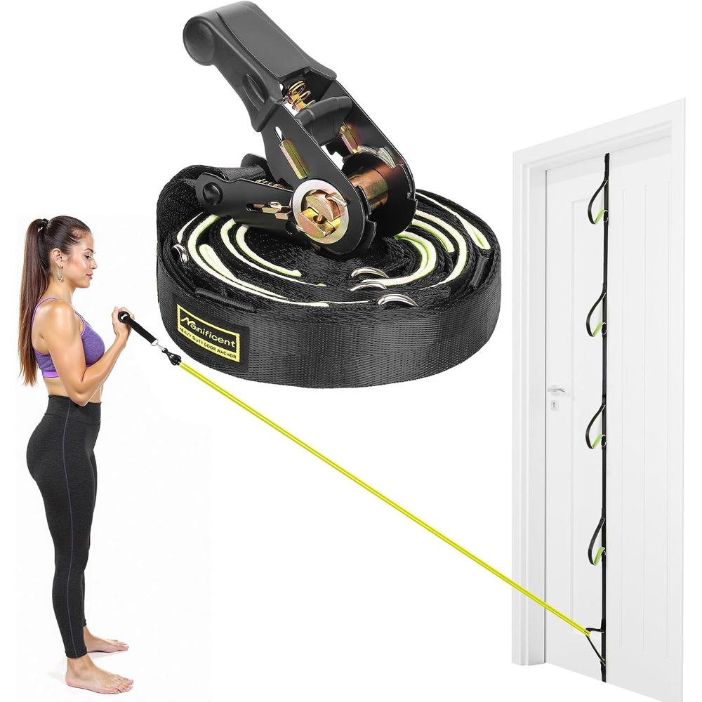 image:imageManificent Door Anchor for Resistance Bands Heavy Duty Padded Door Anchor System Door Hook MustHave Workout Exercise Bands Attachment Compatible for Loop Bands Resistance TubeDoor Anchor Green 5Points