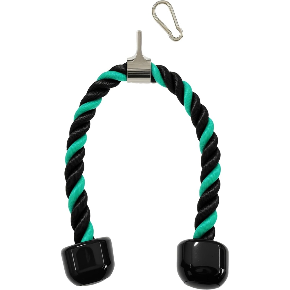 image:imageqibylift 27 Inch Face Pulls Tricep RopeGym Rope for Cable AttachmentsGreenBlack