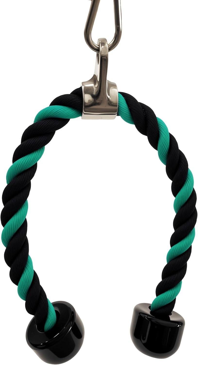 image:imageqibylift 27 Inch Face Pulls Tricep RopeGym Rope for Cable AttachmentsGreenBlack