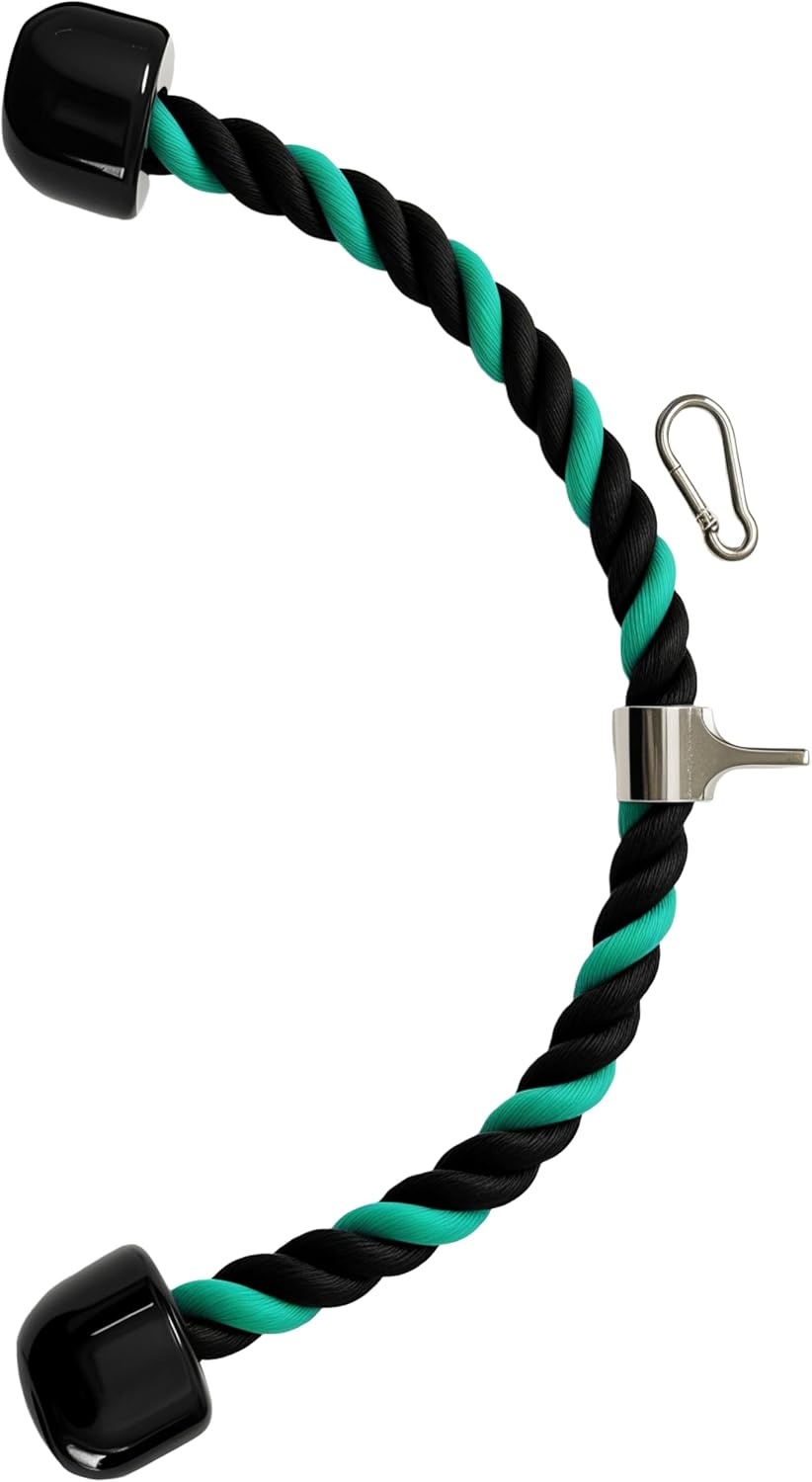 image:imageqibylift 27 Inch Face Pulls Tricep RopeGym Rope for Cable AttachmentsGreenBlack