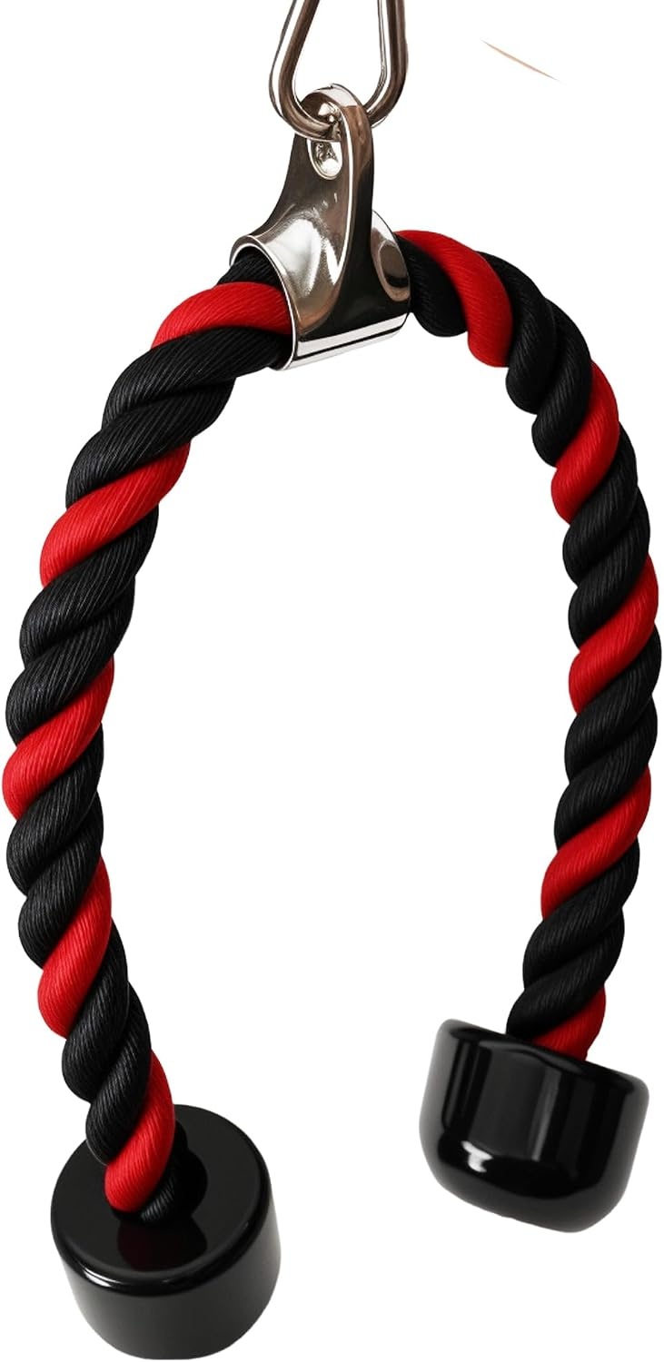 image:imageqibylift 27 Inch Face Pulls Tricep RopeGym Rope for Cable AttachmentsRedBlack