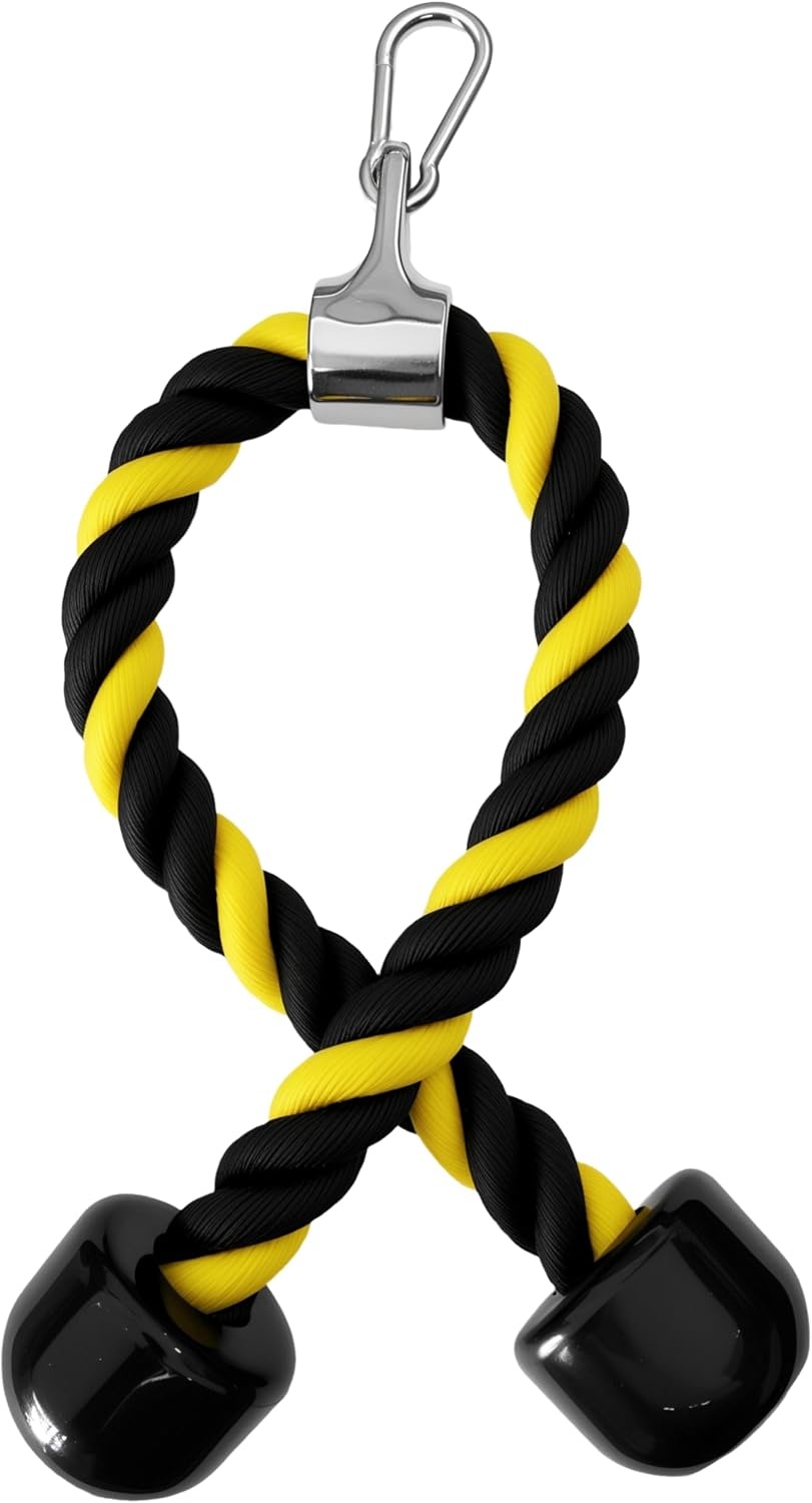 image:imageqibylift 27 Inch Face Pulls Tricep RopeGym Rope for Cable AttachmentsYellowBlack