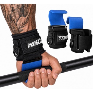 Weight Lifting Hooks with D-Ring, Gym Hooks for Cable & Deadlifts(Blue)