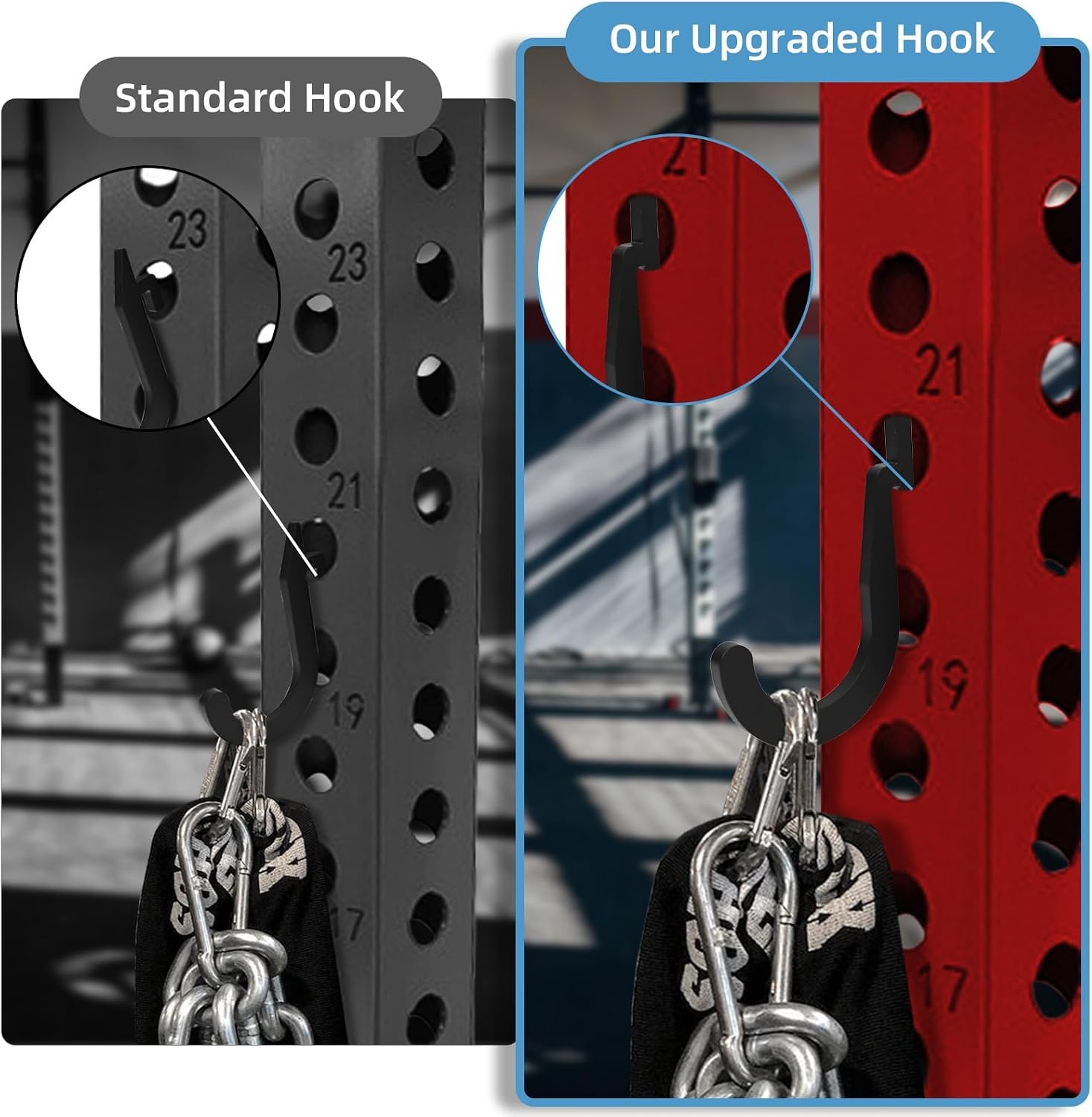image:image8PSC Power Rack Attachments HooksSquat Rack Accessories HookDIY Storage Hook for Resistance Bands Barbell Collars and Gym Accessories 8PCSBlack2PCS