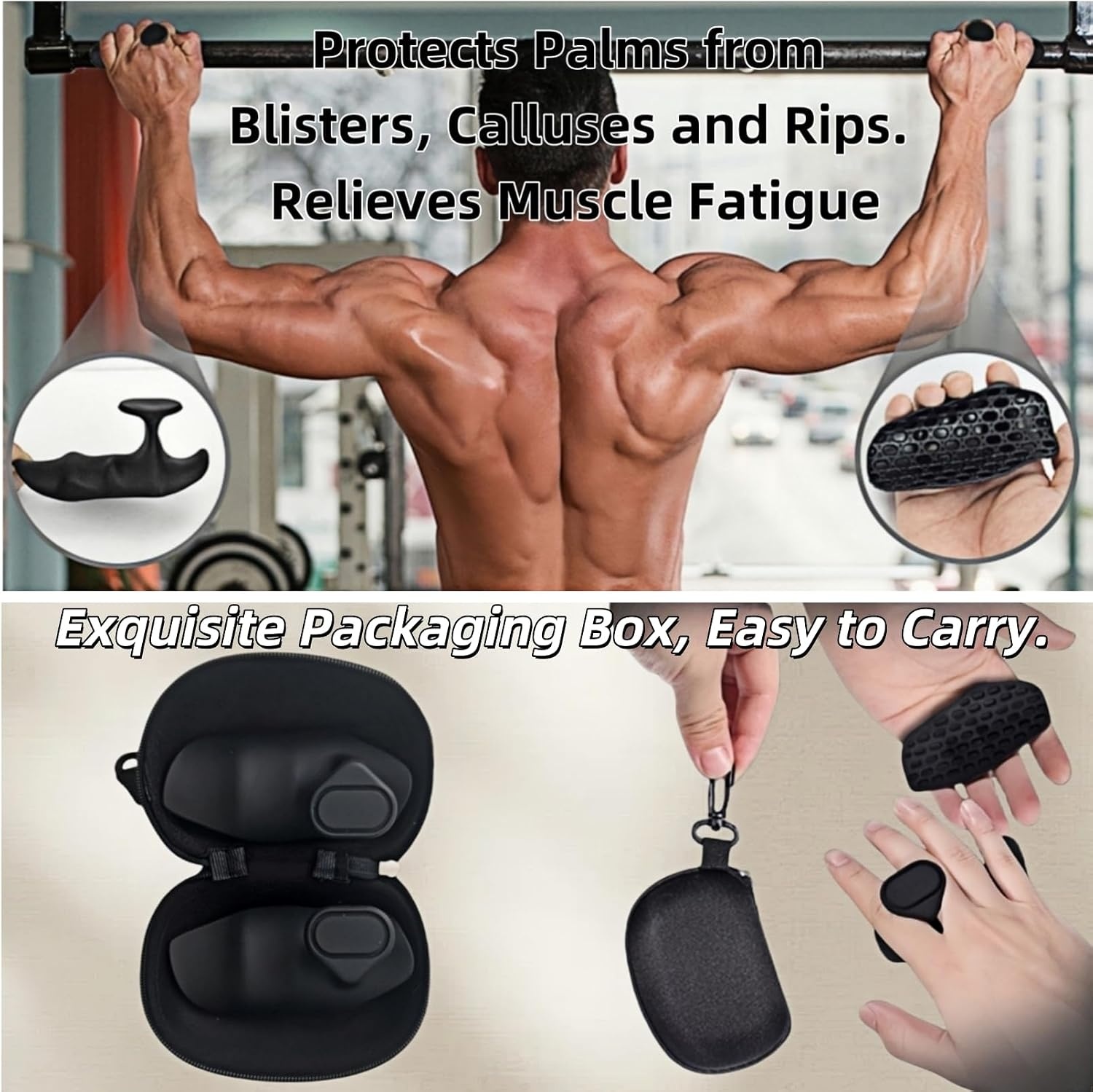 image:imageAntiSlip Workout Grips Ergonomic Alternative to Workout GlovesBlack