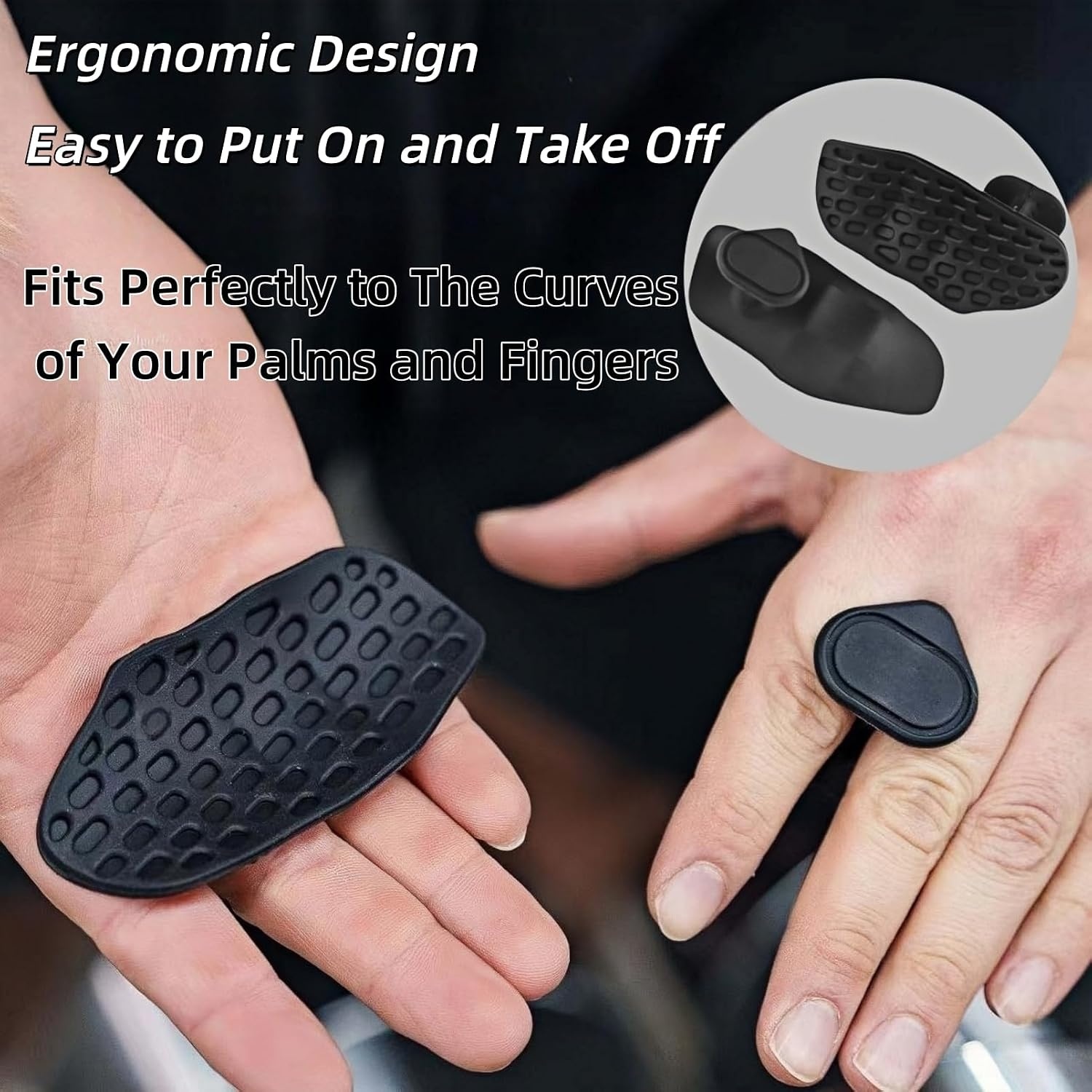 image:imageAntiSlip Workout Grips Ergonomic Alternative to Workout GlovesBlack