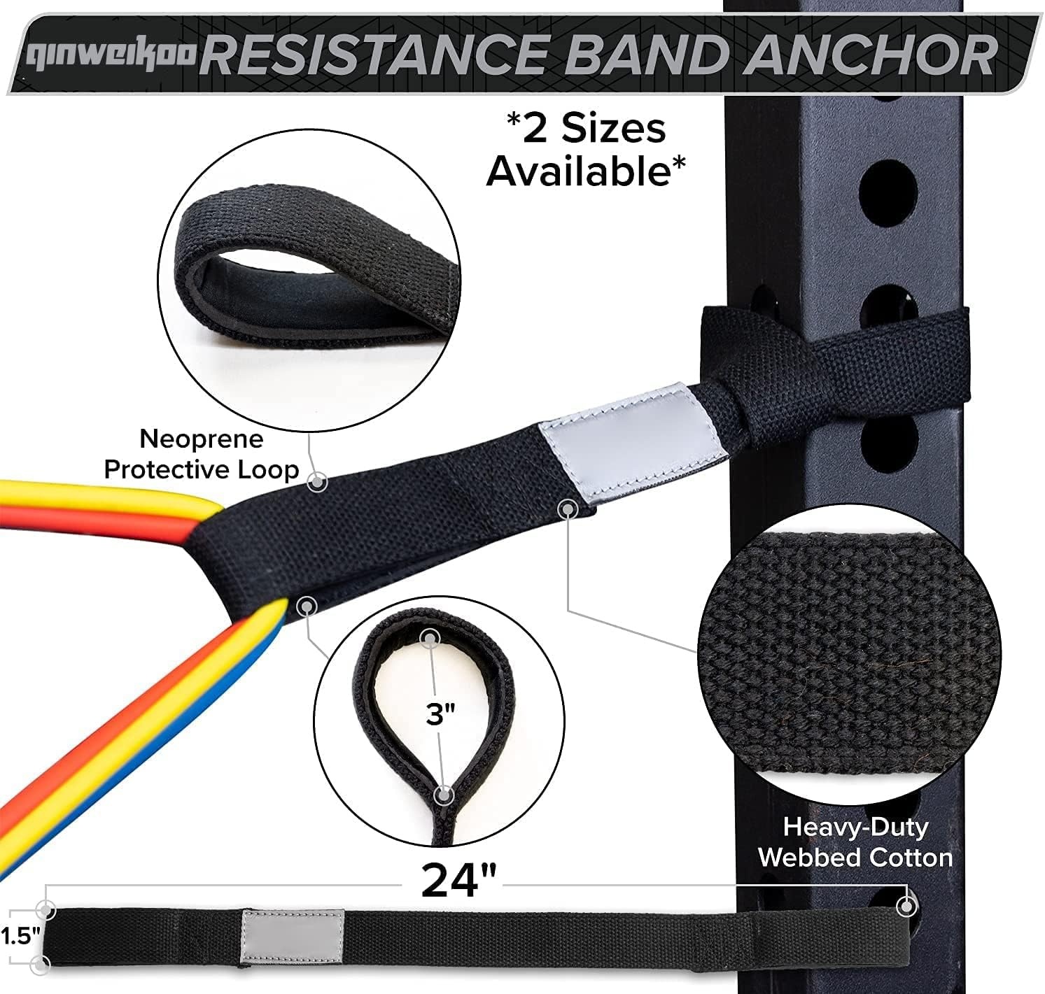 image:imageDoor Anchor Strap for Resistance Bands Padded Nylon Workout Door Anchor Fits Loop Bands amp Exercise Tubes for Home Gym Physical TherapyBlack07 24