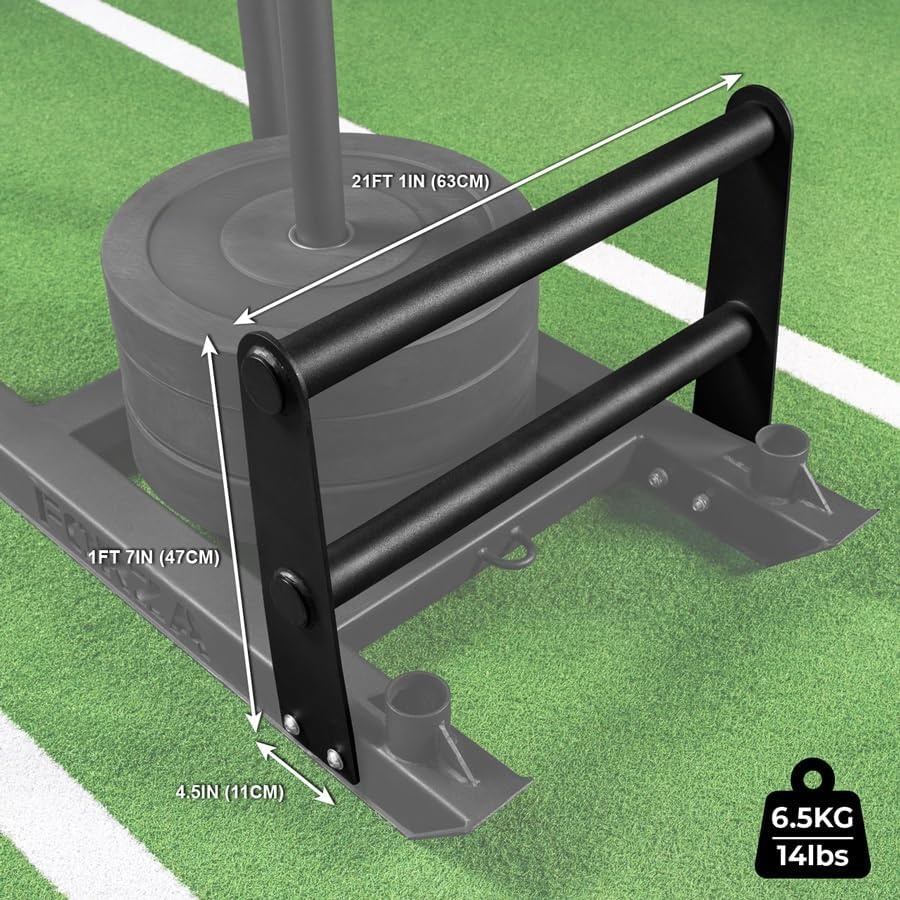 image:imageFORZA Competition Weight Sled HeavyDuty Steel Sled for Gym amp HYROX Training Removable Uprights with Optional DualHandle AttachmentWith Double Handle Attachment