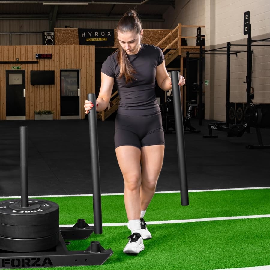 image:imageFORZA Competition Weight Sled HeavyDuty Steel Sled for Gym amp HYROX Training Removable Uprights with Optional DualHandle AttachmentWithout Double Handle Attachment