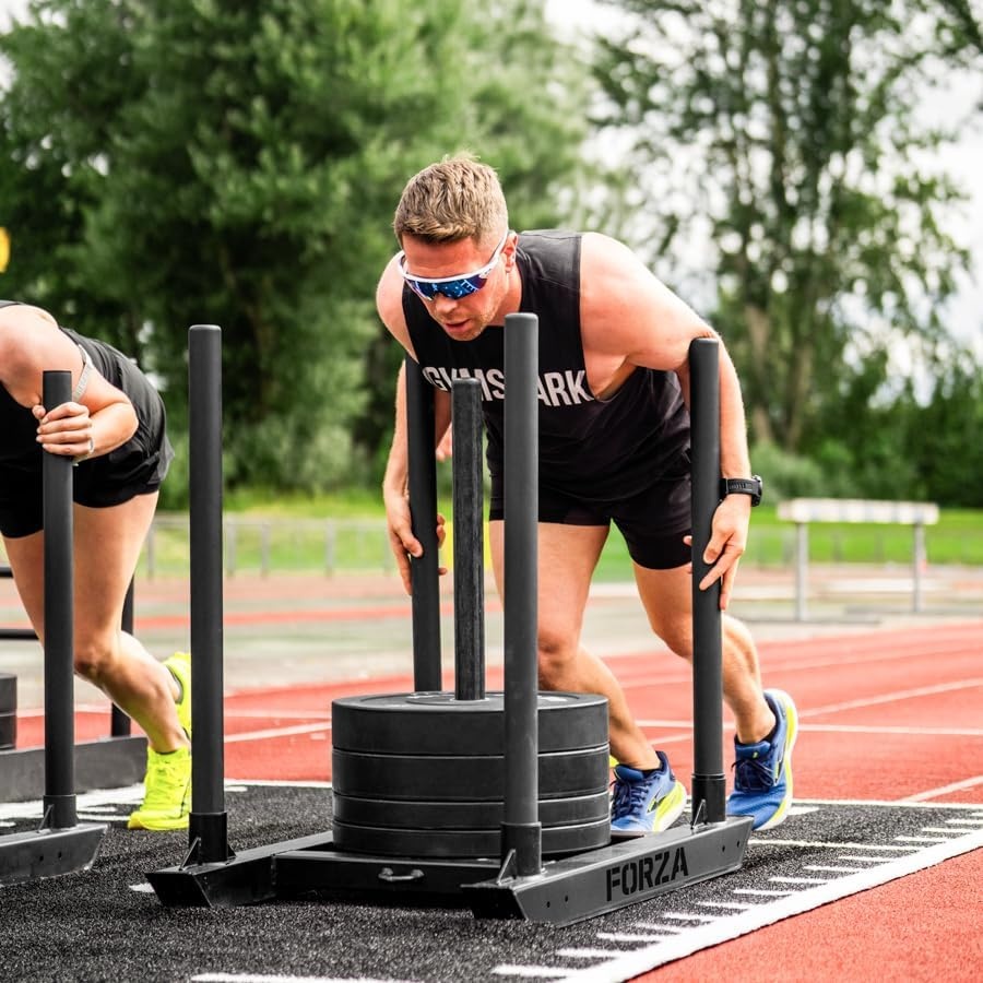 image:imageFORZA Competition Weight Sled HeavyDuty Steel Sled for Gym amp HYROX Training Removable Uprights with Optional DualHandle AttachmentWithout Double Handle Attachment
