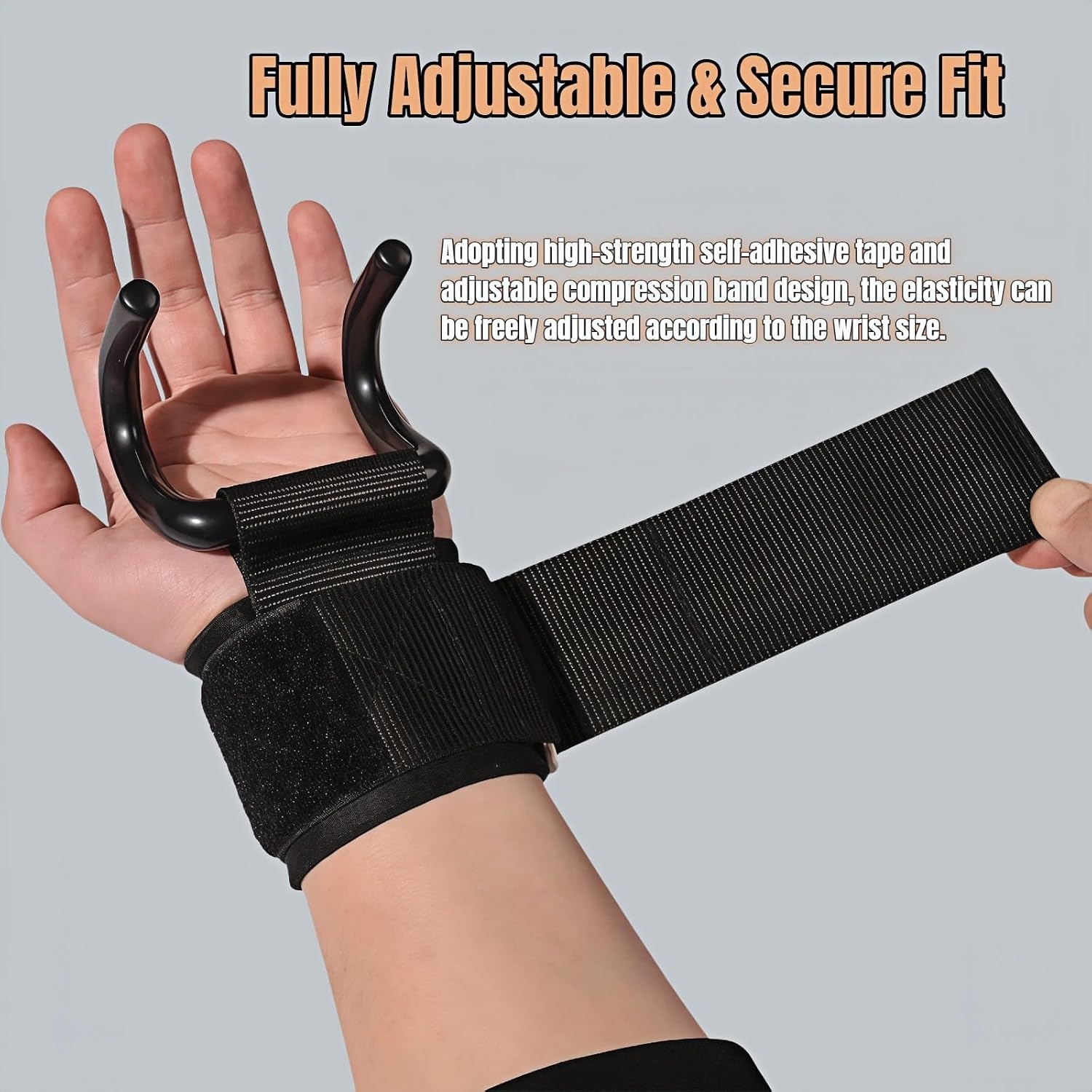 image:imagePull Up Assist Hooks 1 Pair 330 LB Heavy Duty Lifting Wrist Straps Metal Hooks with Adjustable Nylon Strap for Deadlift ChinUp Strength Training Men and Women