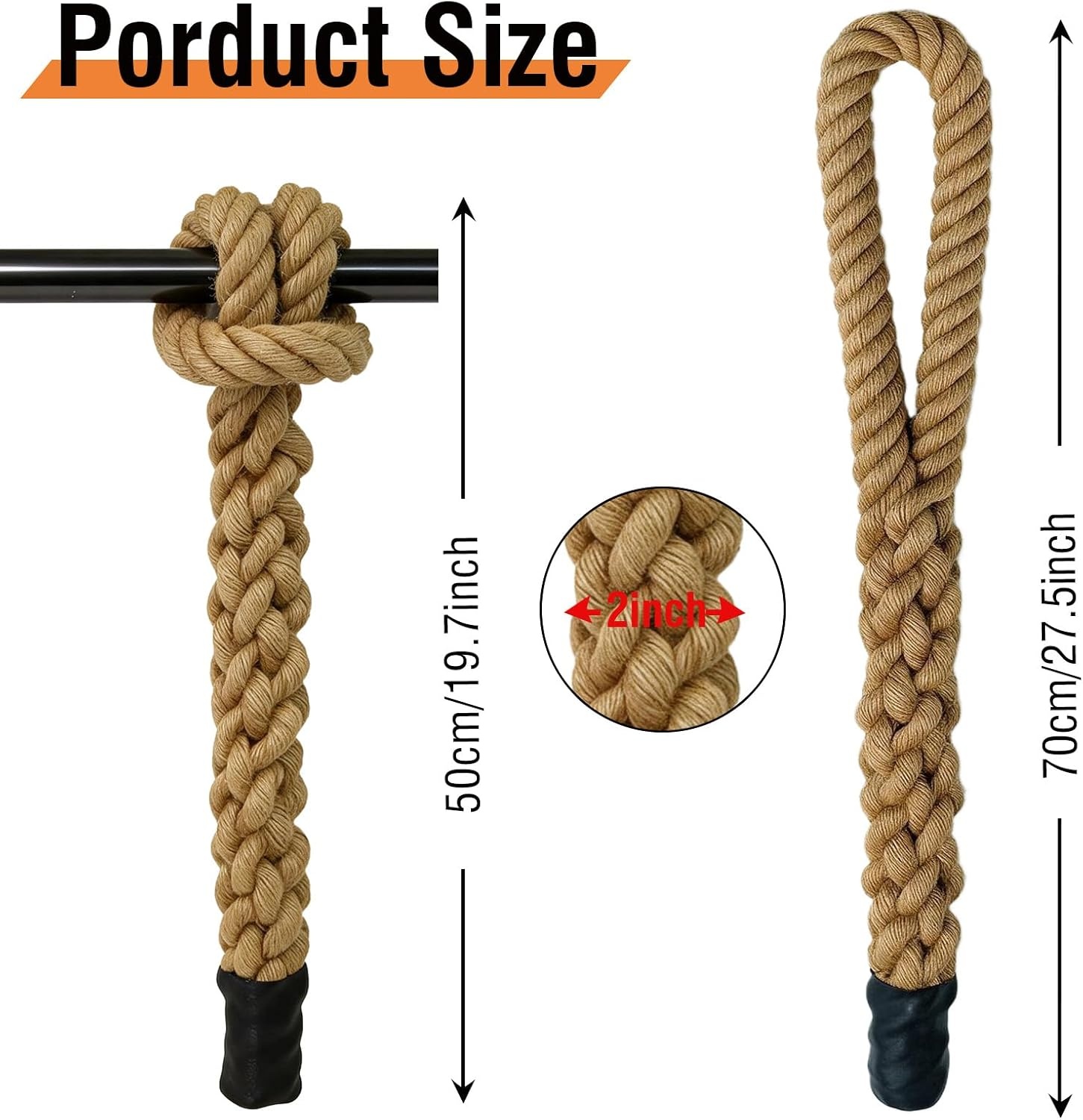 image:imageRope Grips for Pull Ups Heavy Duty 2inch Thick Grip Strength Training