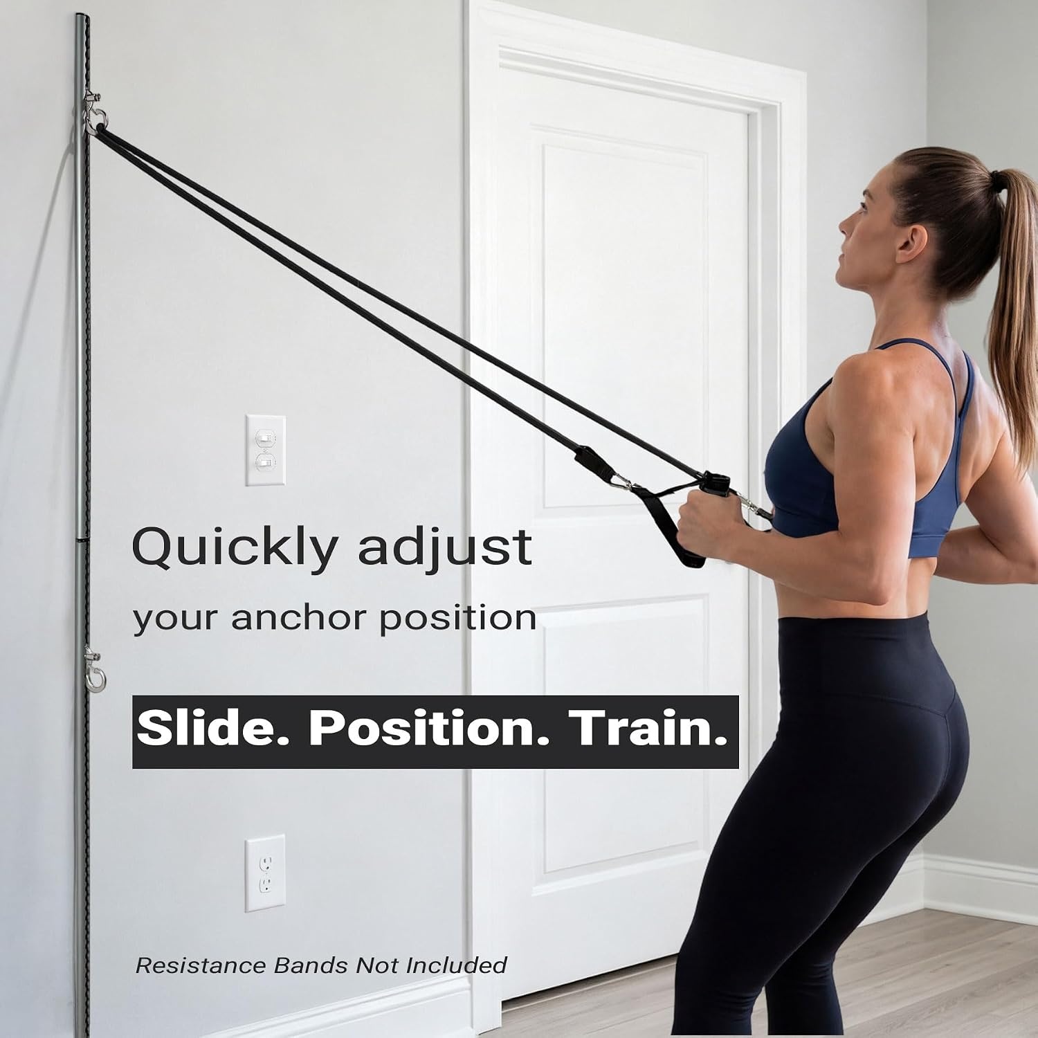 image:imageSliding Wall Anchor Rail System Adjustable Height for Resistance BandsGrey