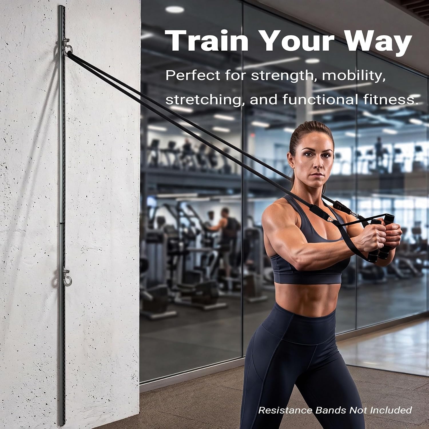 image:imageSliding Wall Anchor Rail System Adjustable Height for Resistance BandsGrey