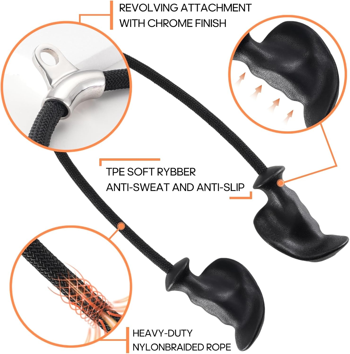 image:imageTricep Rope Pull Down Attachment with Ergonomic HandlesTriceps Rope for Cable Machine Pulley SystemHome Gym AccessoriesBlack