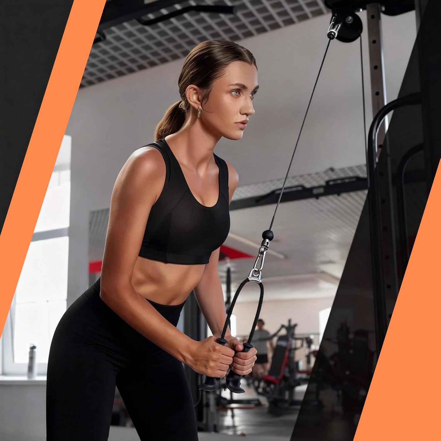 image:imageTricep Rope Pull Down Attachment with Ergonomic HandlesTriceps Rope for Cable Machine Pulley SystemHome Gym AccessoriesBlack