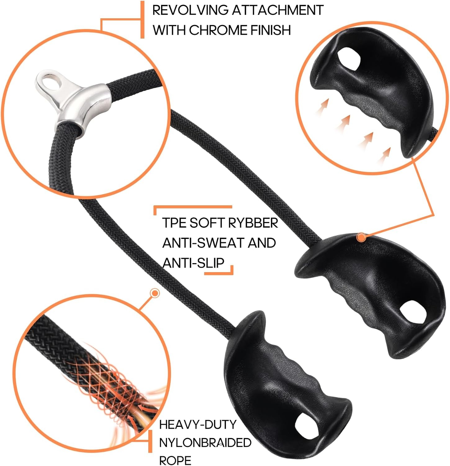 image:imageTricep Rope Pull Down Attachment with Ergonomic HandlesTriceps Rope for Cable Machine Pulley SystemHome Gym AccessoriesDark