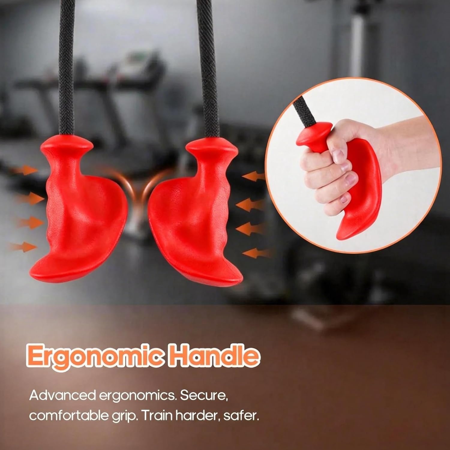 image:imageTricep Rope Pull Down Attachment with Ergonomic HandlesTriceps Rope for Cable Machine Pulley SystemHome Gym AccessoriesRed