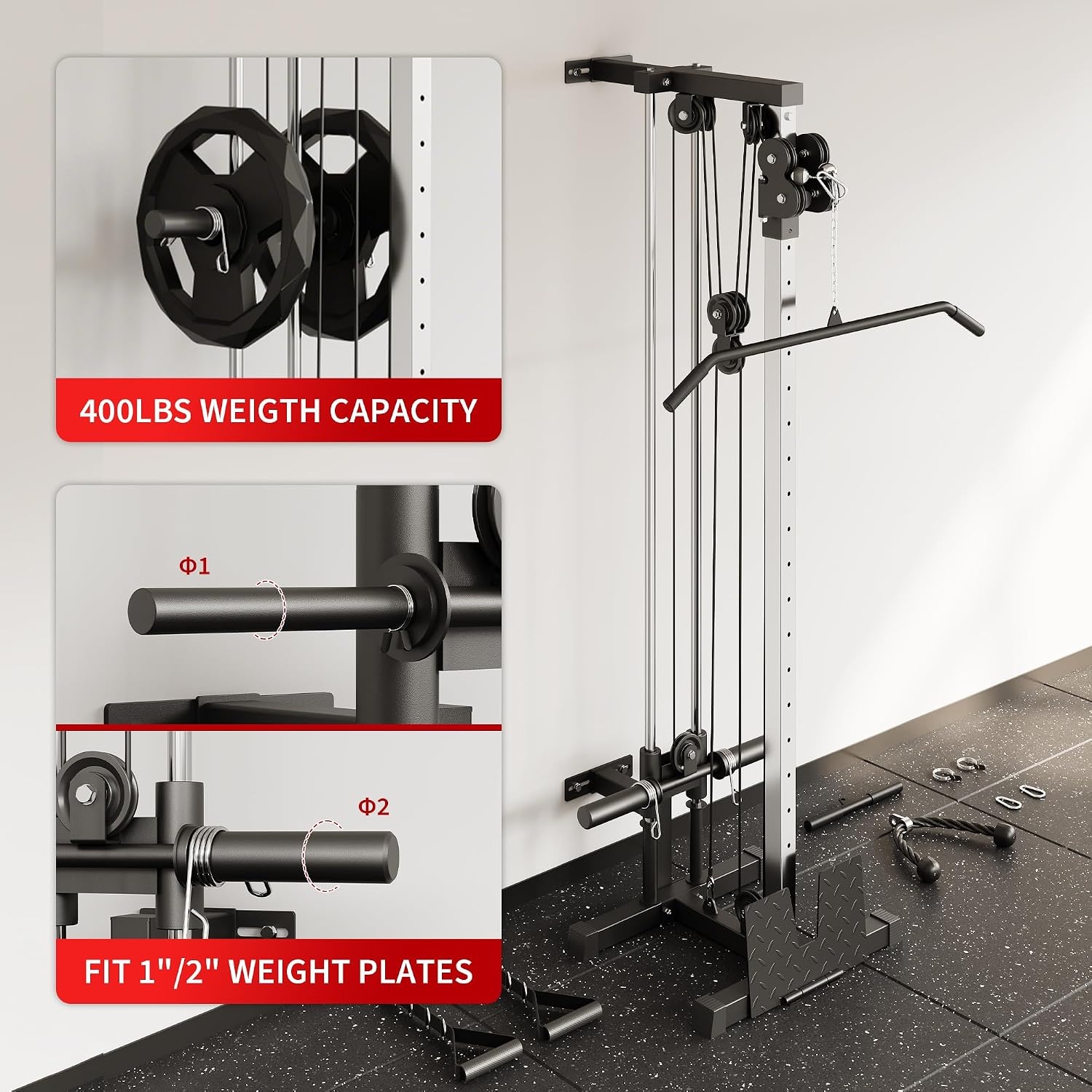 image:imageWall Mount Cable Station 19 Position Dual Pulley SystemBlack