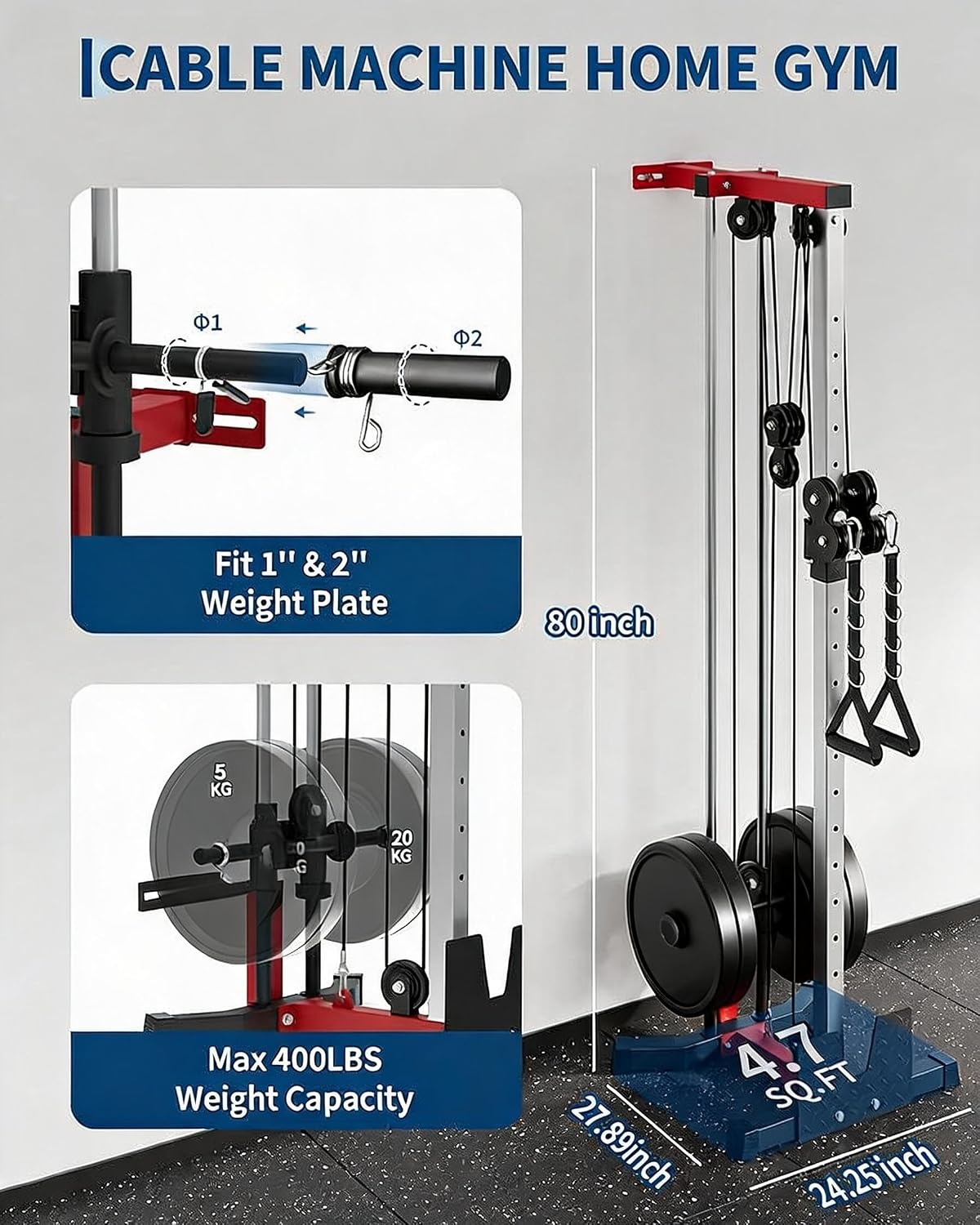 image:imageWall Mount Cable Station 19 Position Dual Pulley SystemRed and Black