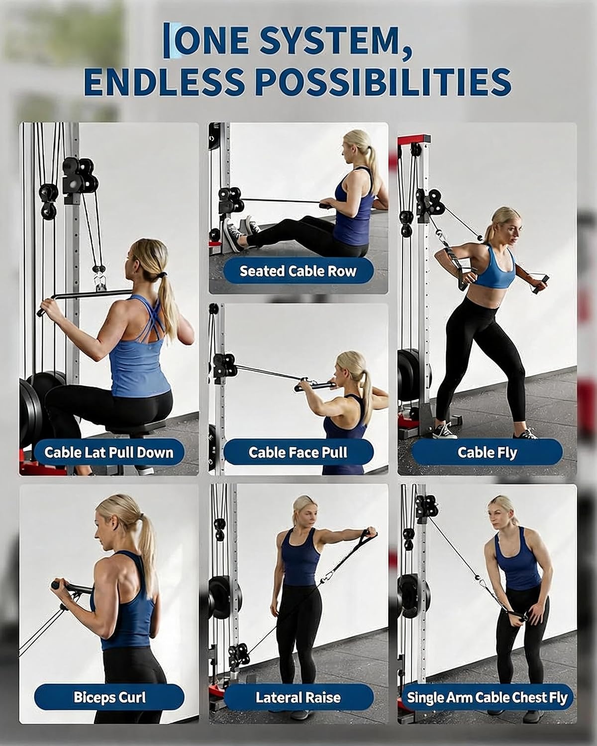 image:imageWall Mount Cable Station 19 Position Dual Pulley SystemRed and Black