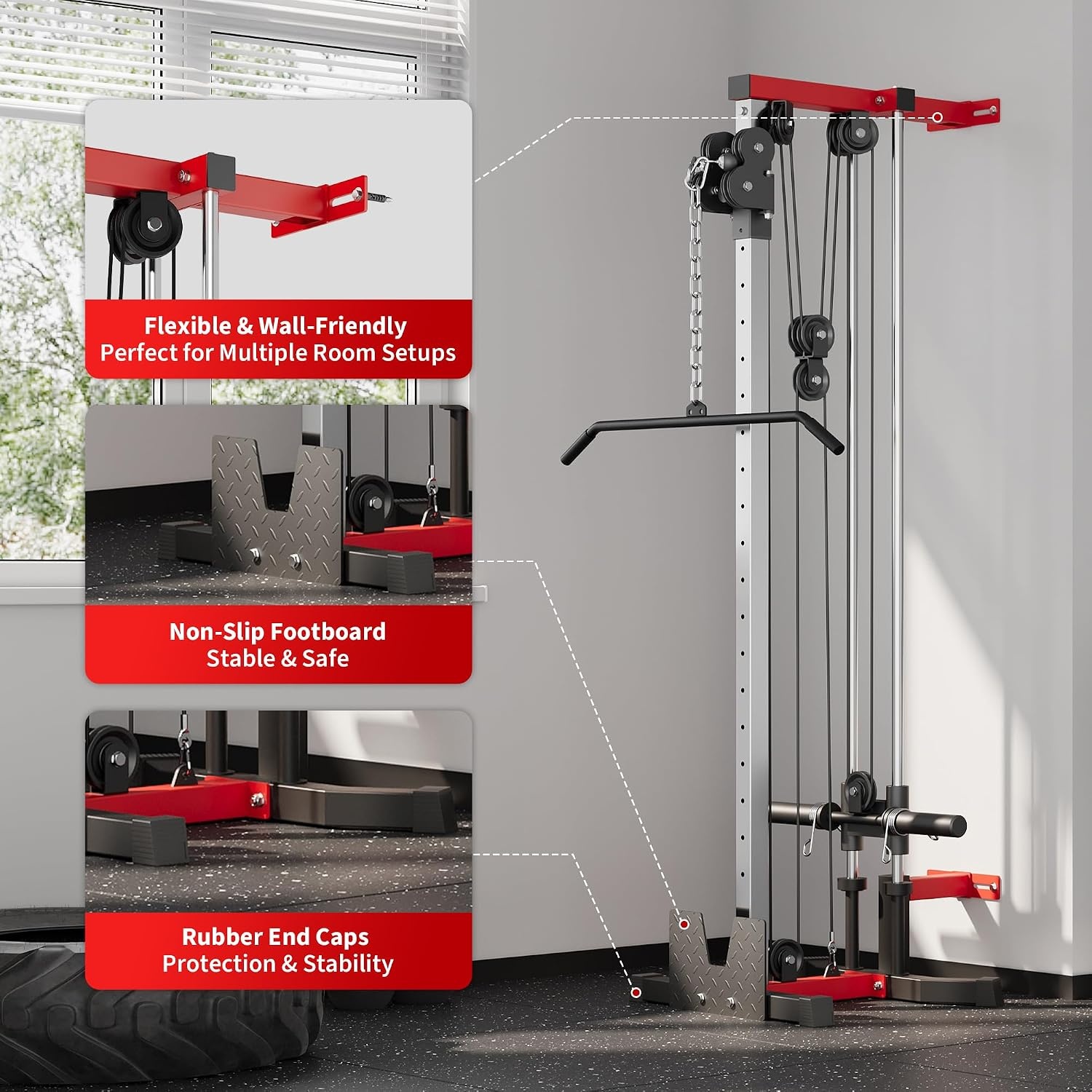 image:imageWall Mount Cable Station 19 Position Dual Pulley SystemRed and Black