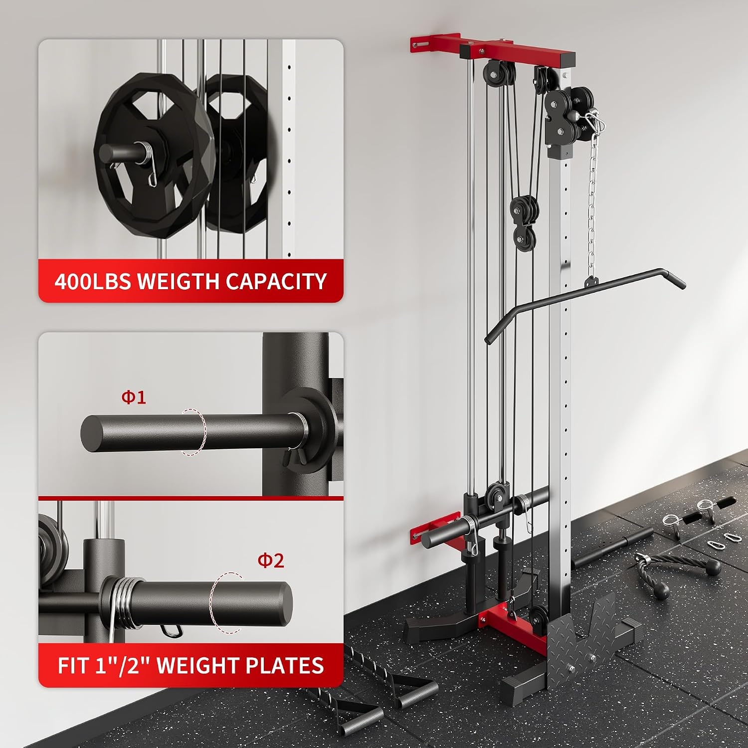 image:imageWall Mount Cable Station 19 Position Dual Pulley SystemRed and Black