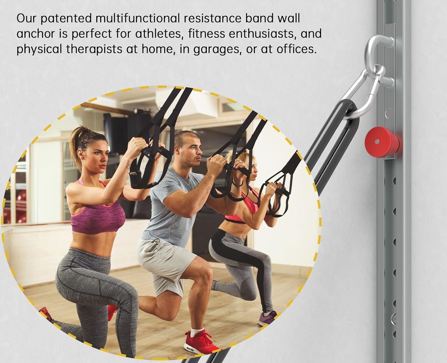image:imageWallMounted Anchor Fitness System Adjustable MultiFunctional Space Saving Home Gym Solution for Strength TrainingAdjustable Workout Wall Anchor System80 Red v2