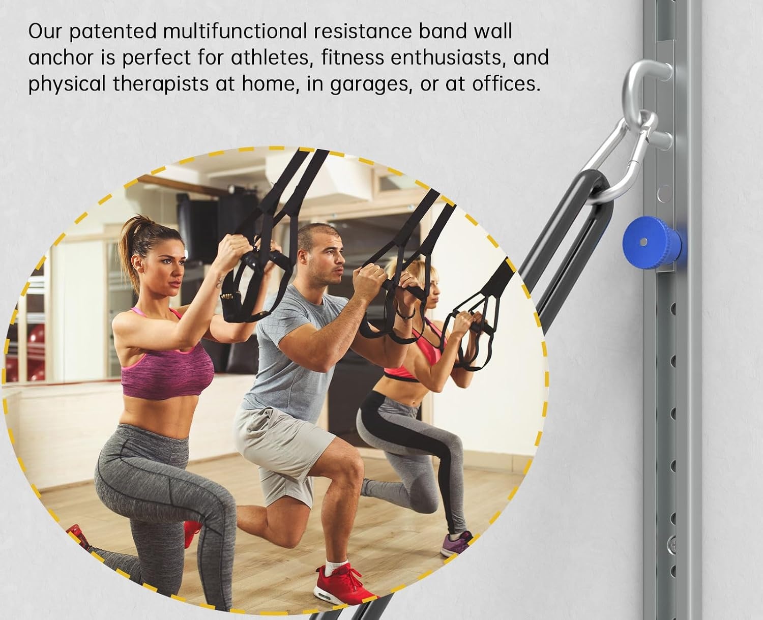 image:imageWallMounted Anchor Fitness System Adjustable MultiFunctional Space Saving Home Gym Solution for Strength TrainingAdjustable Workout Wall Anchor System1 PackBlue